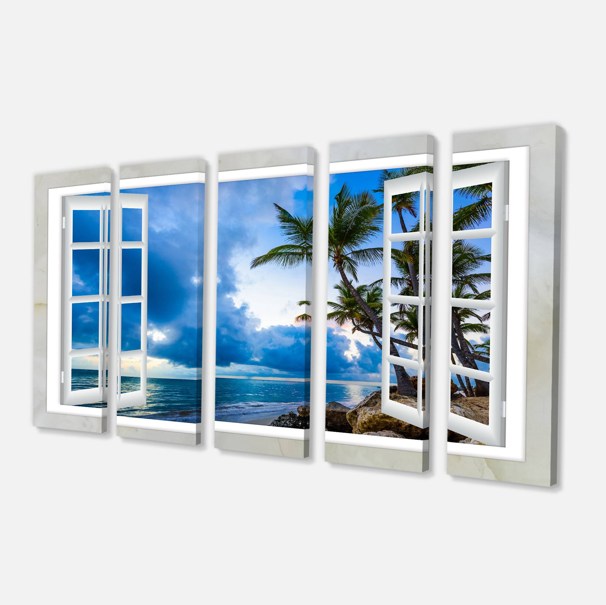 Designart - Window Open to Cloudy Blue Sky - Oversized Landscape Wall Art Print