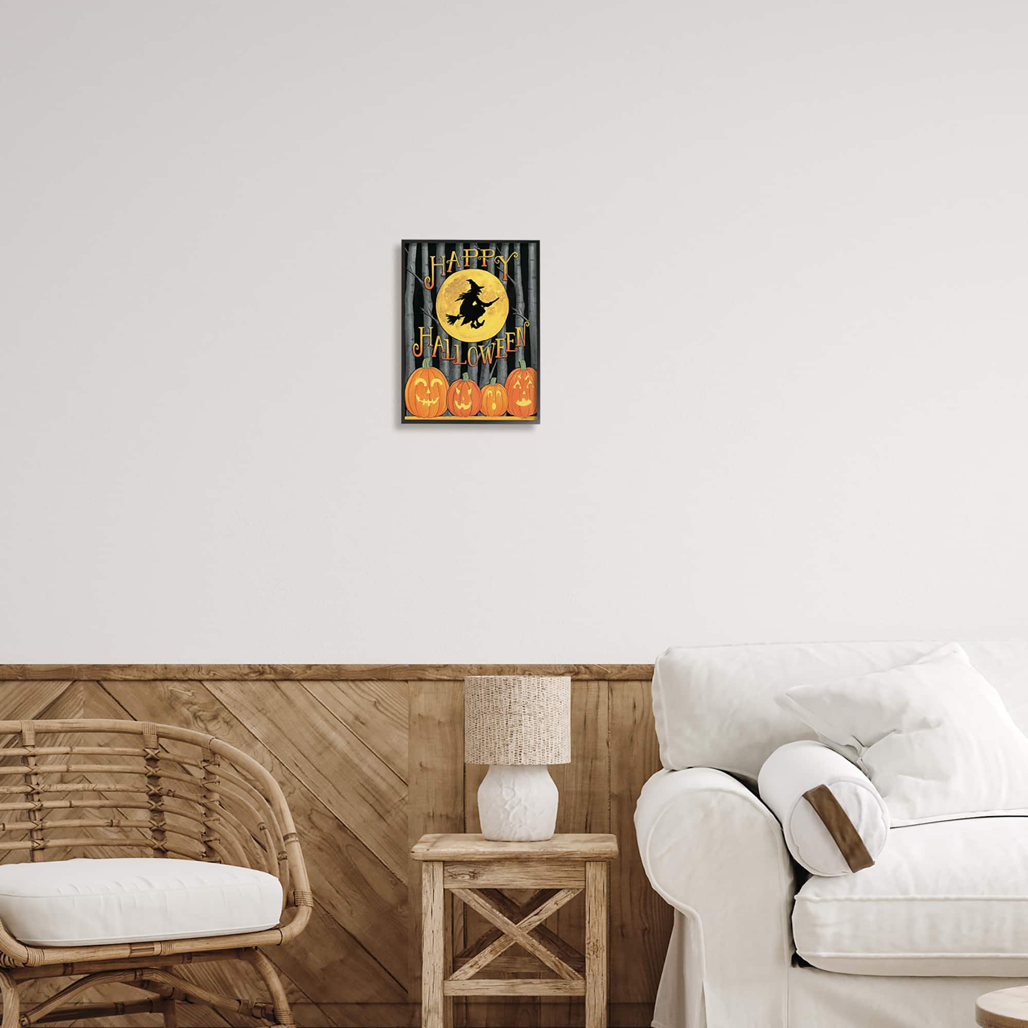 Stupell Industries Happy Halloween Forest Witch Framed Giclee Art