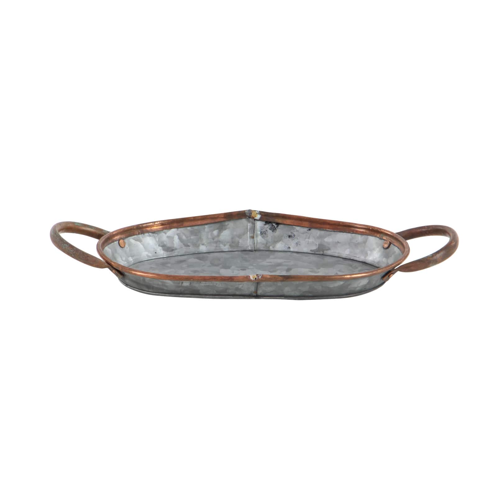 Set of 3" Grey Metal Farmhouse Tray, 14", 22", 28"