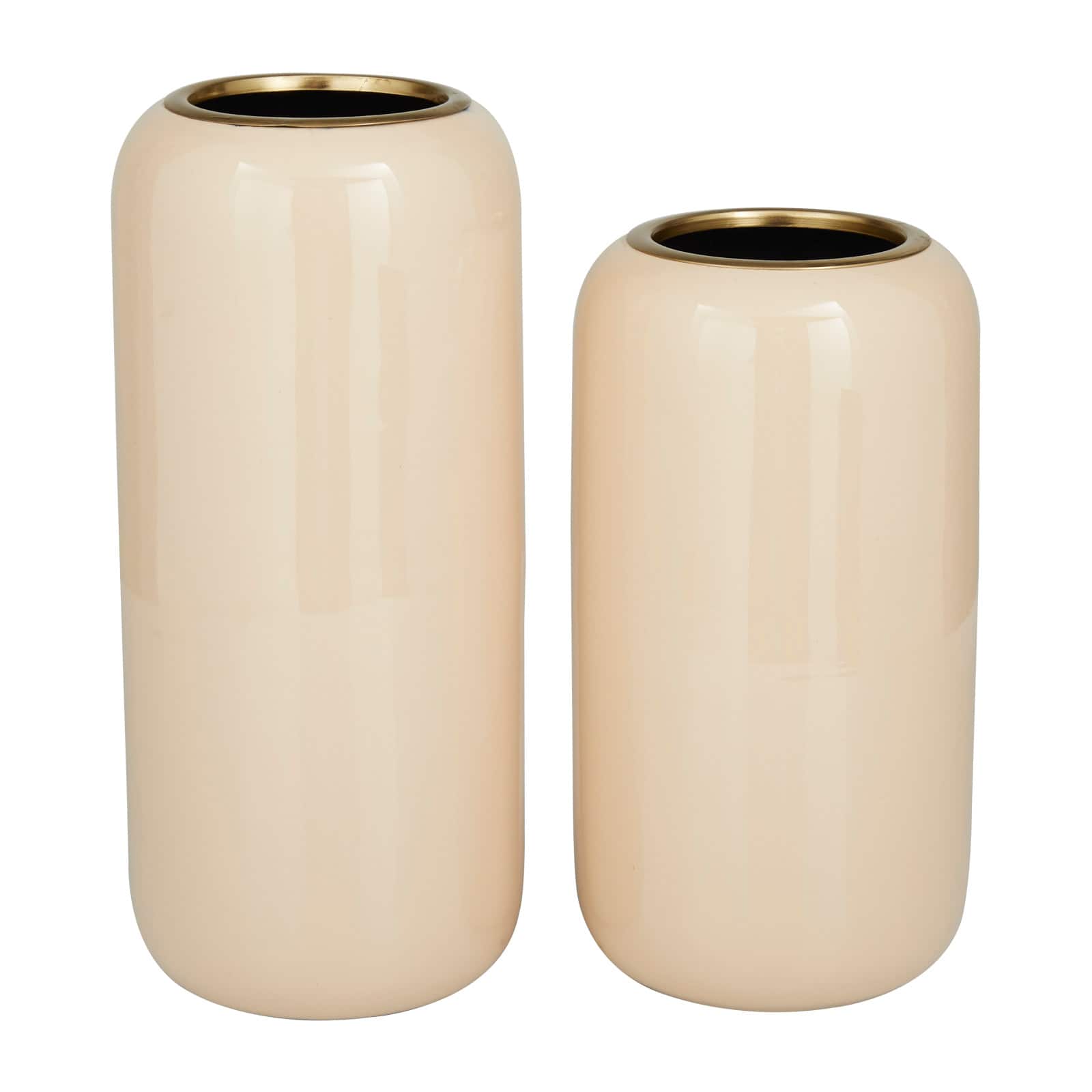 Set of 2 Cream Metal Modern Vase, 13 x 6 x 6 By Ivory And Iris - D615277S - Vases Cream Modern Vase The sophisticated and minimalist sku D615277S