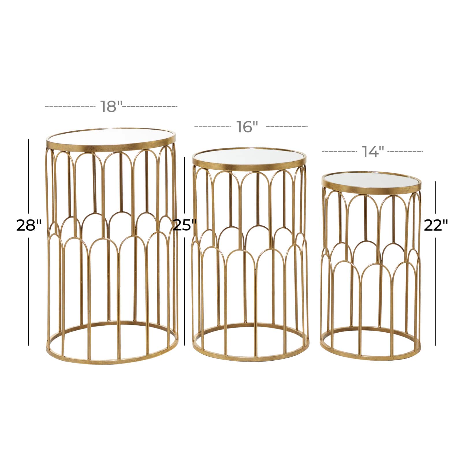 Gold Metal Glam Accent Table Set