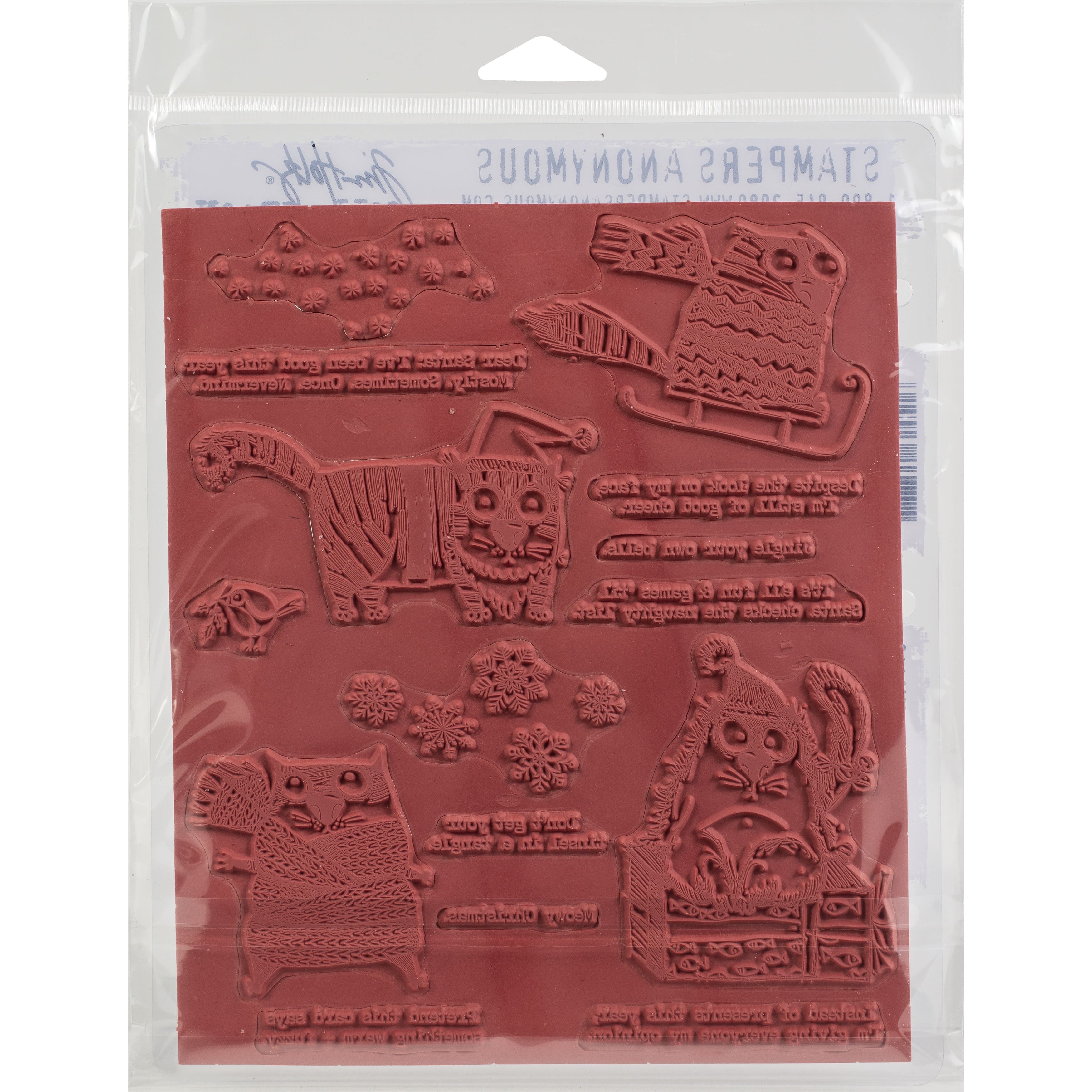 Stampers Anonymous Tim Holtz&#xAE; Snarky Cat Christmas Cling Stamps