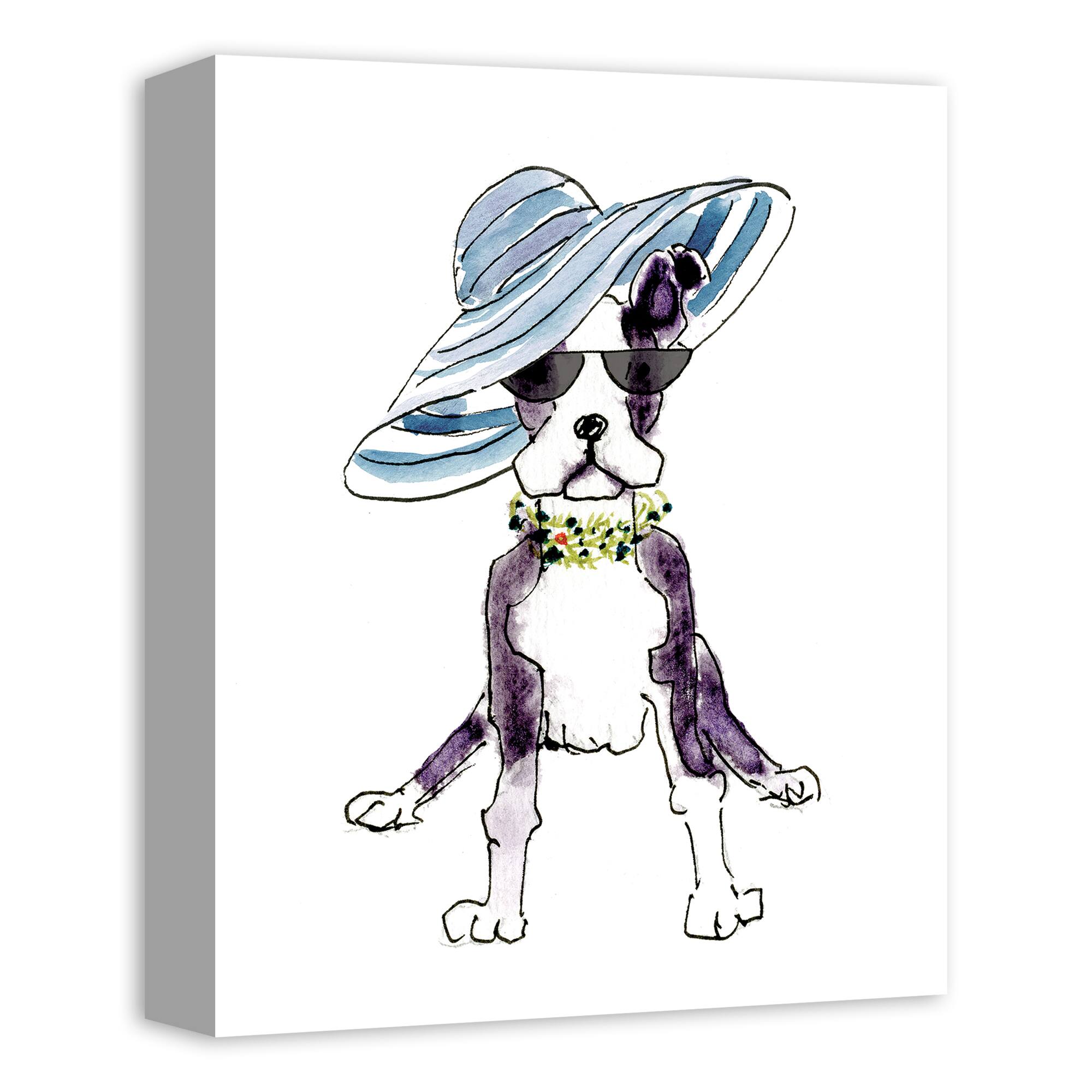 Cute Fashion Hat Dog 1 Canvas Wall Art