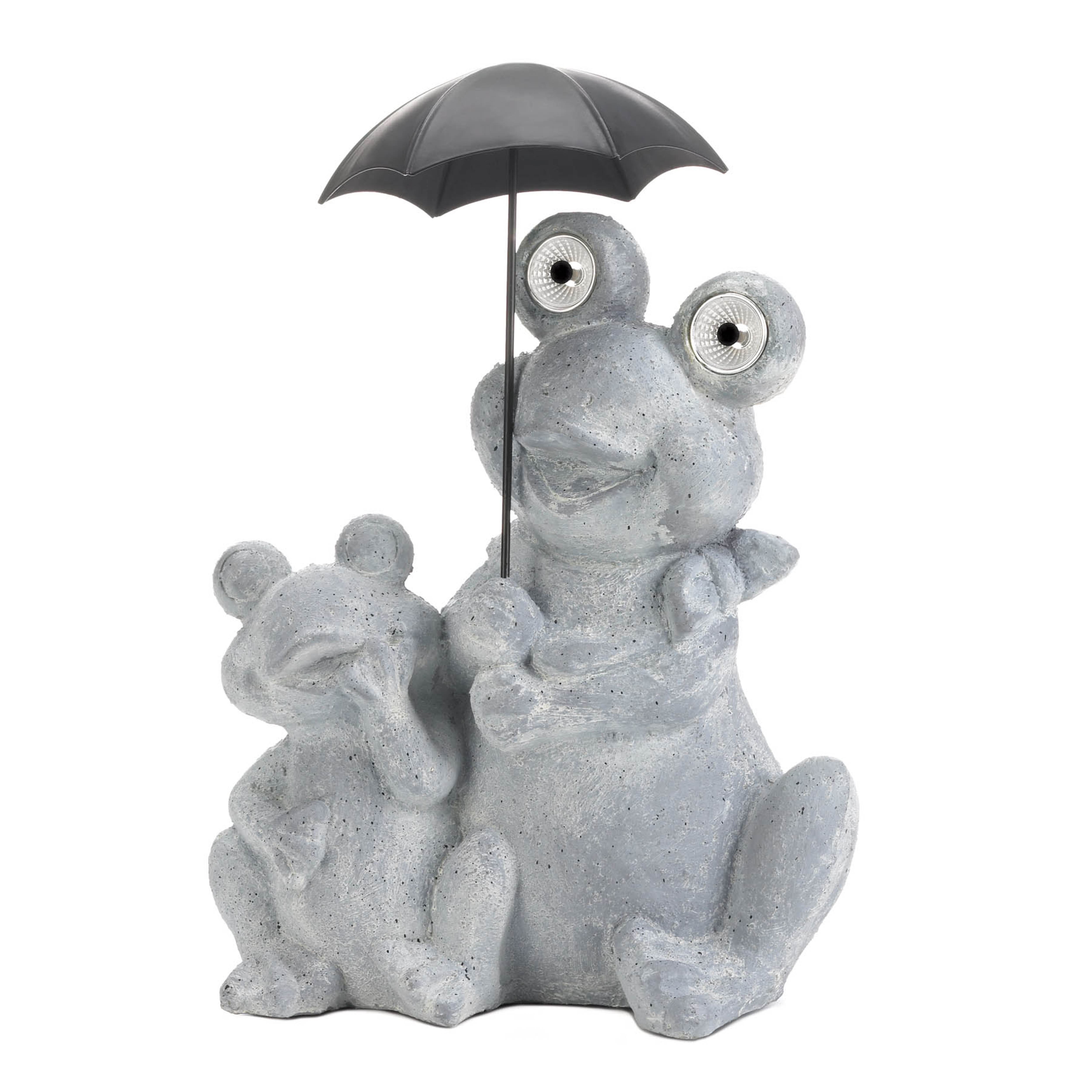 16" Solar Frogs Under Umbrella Decoration