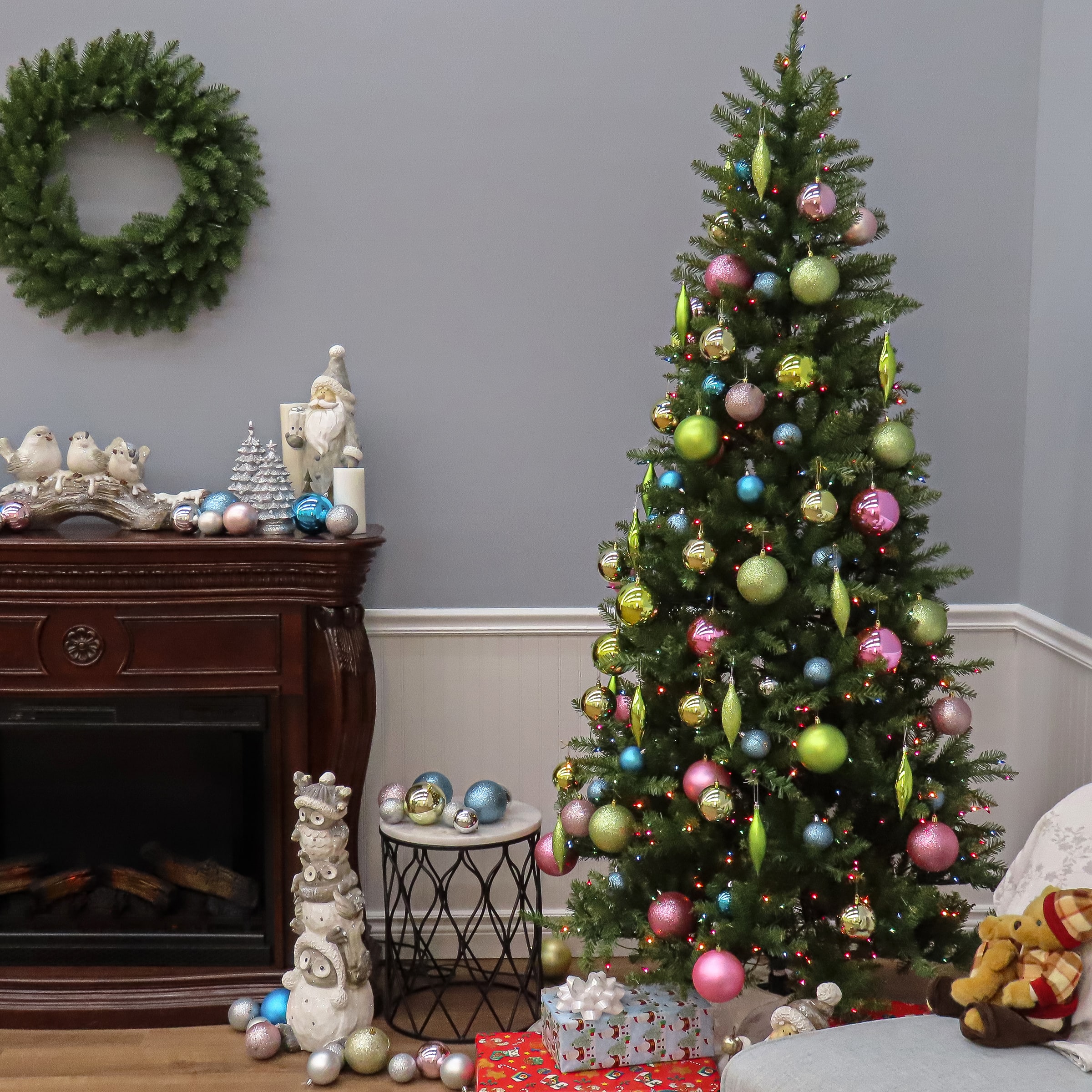 6.5 ft. Pre-Lit Dunhill&#xAE; Fir Slim Artificial Christmas Tree, Clear Lights