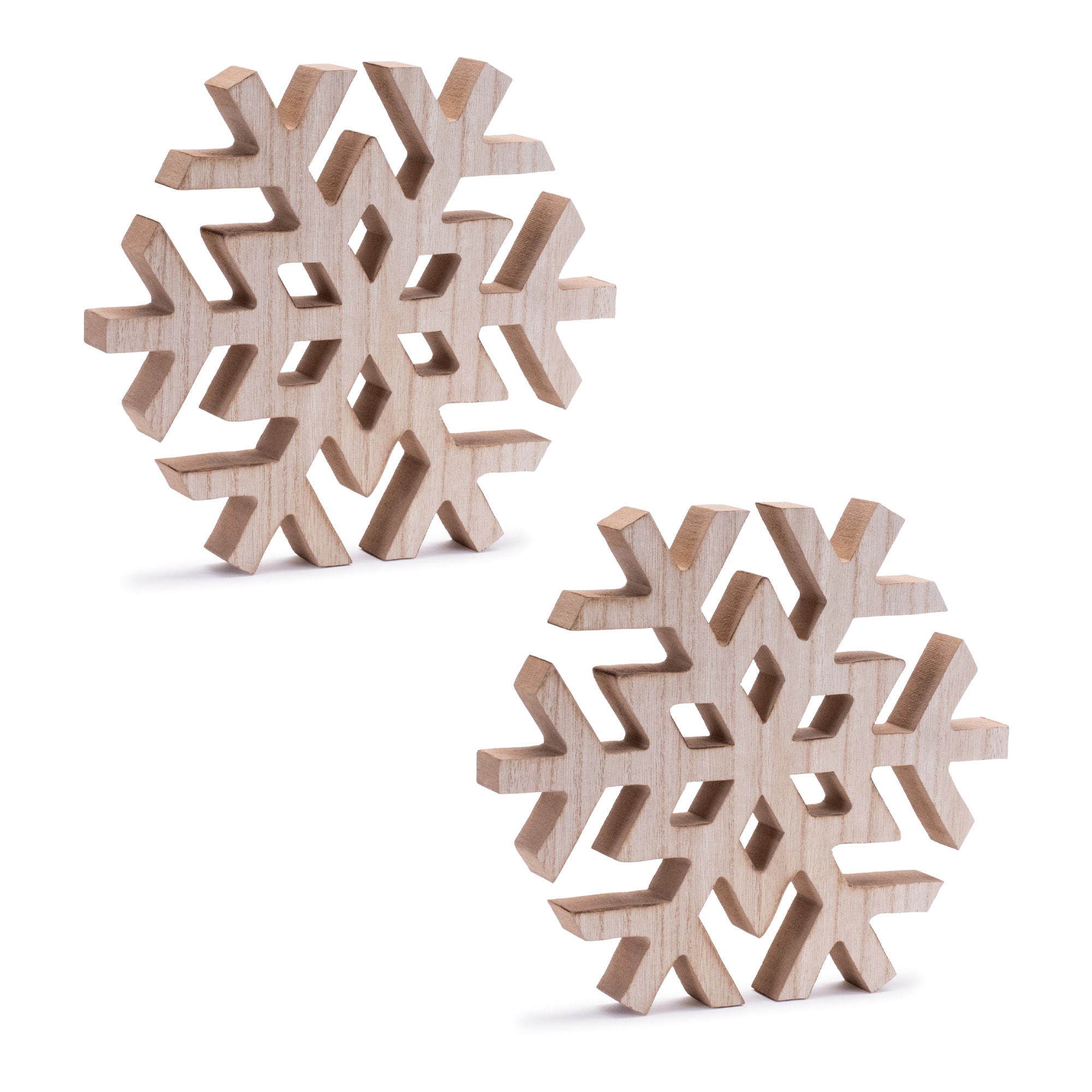 12&#x22; Natural Wood Snowflakes, 2ct.