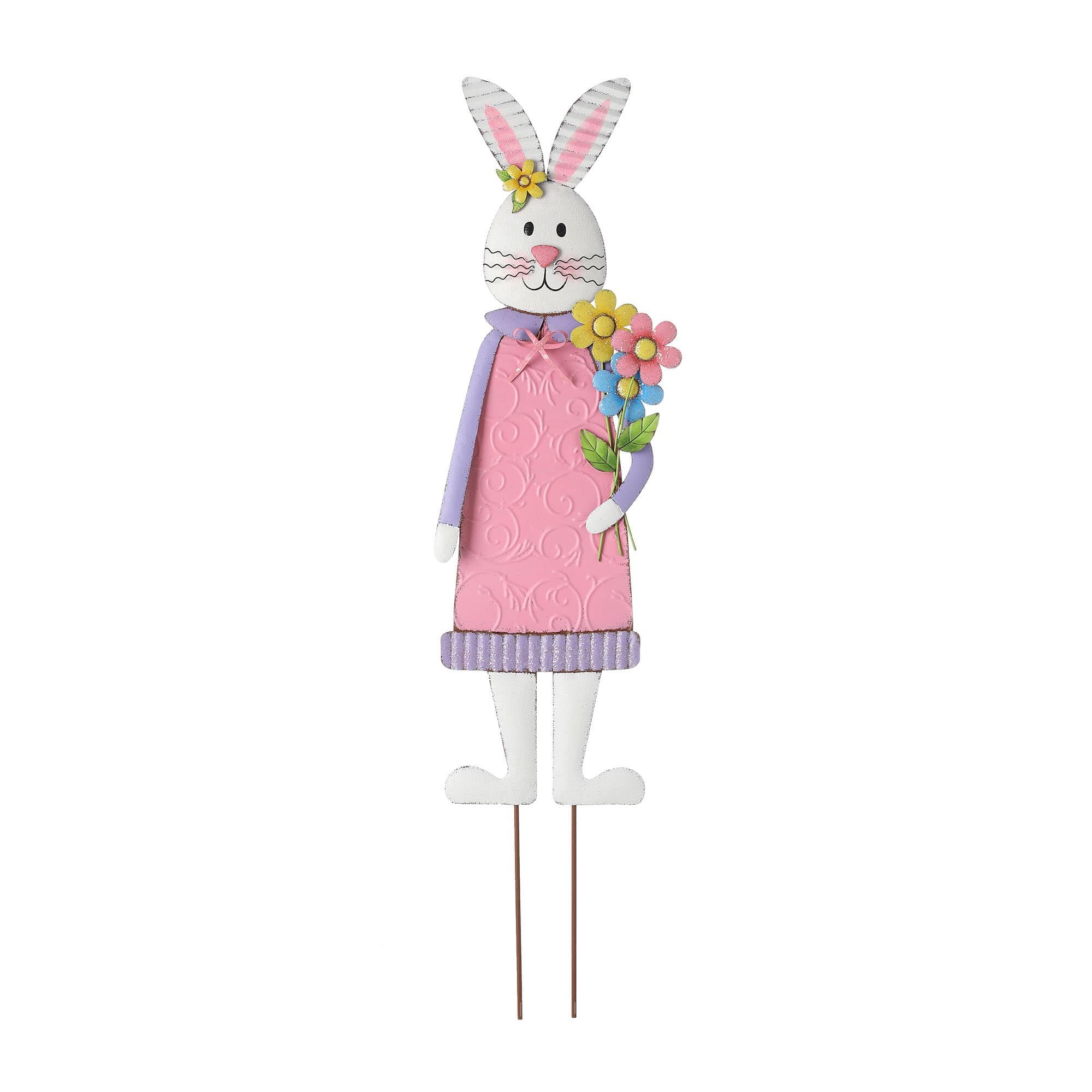 Glitzhome® 36" Easter Bunny Girl Metal Décor