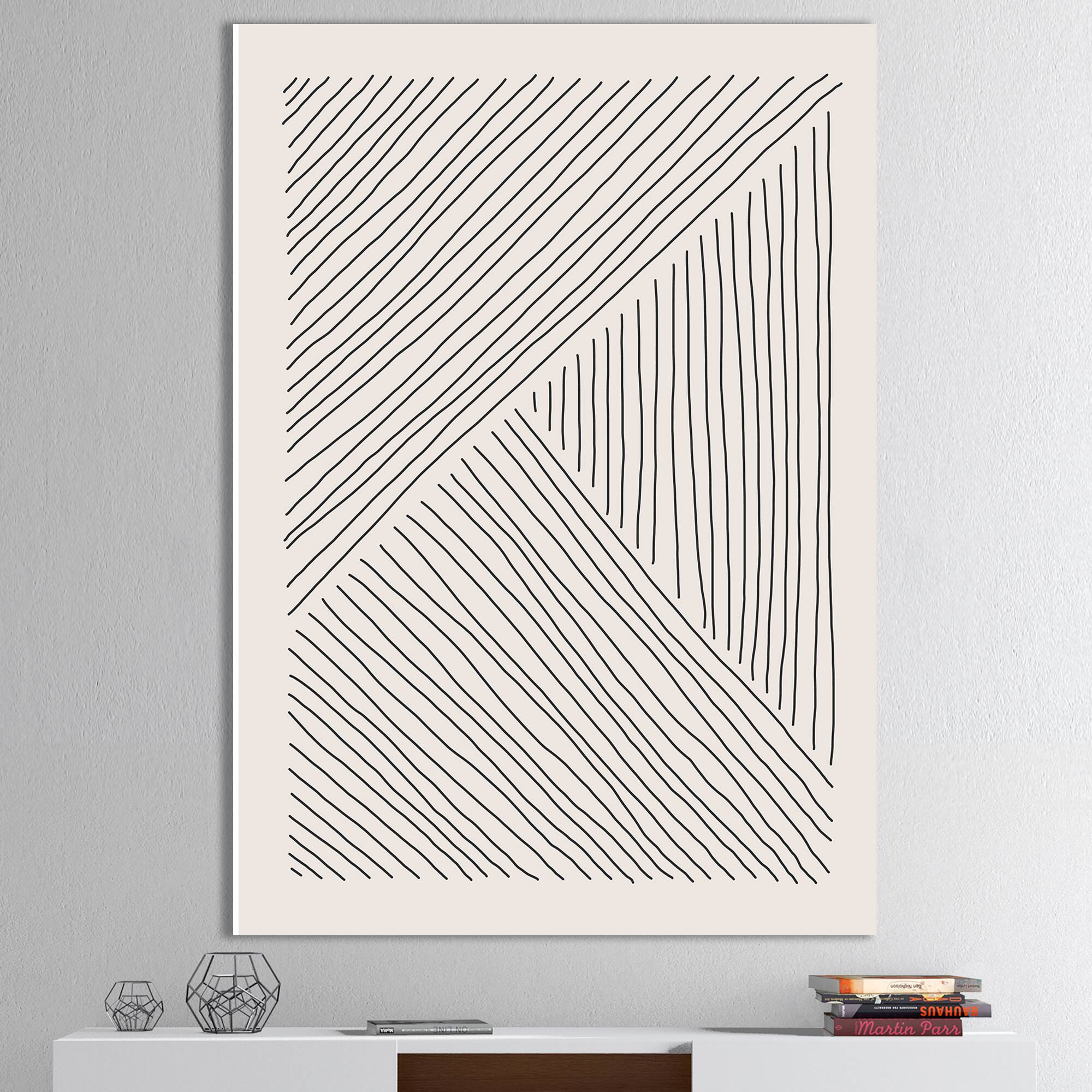 Designart - Minimal Geometric Lines II - Modern Canvas Wall Art Print