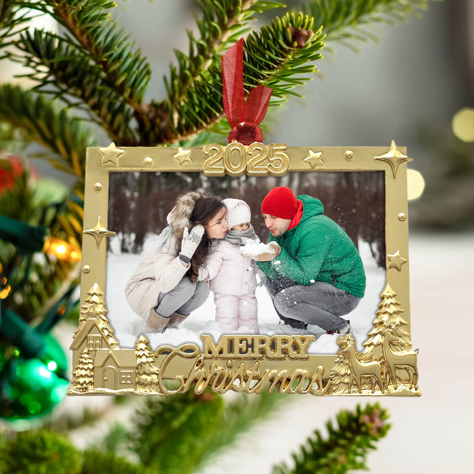 2&#x22; x 3&#x22; Gold Merry Christmas Metal Ornament Frame by Studio D&#xE9;cor&#xAE;