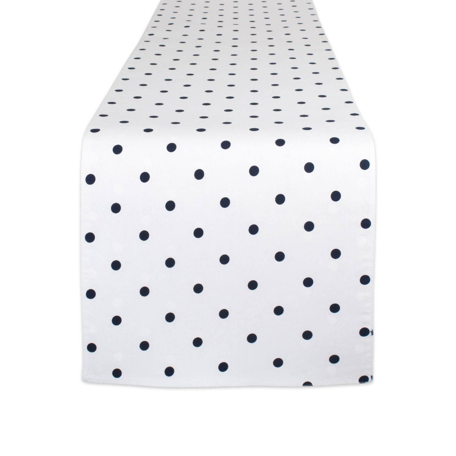 White/Navy Reversible Polka Dot Table Runner 14" x 90"