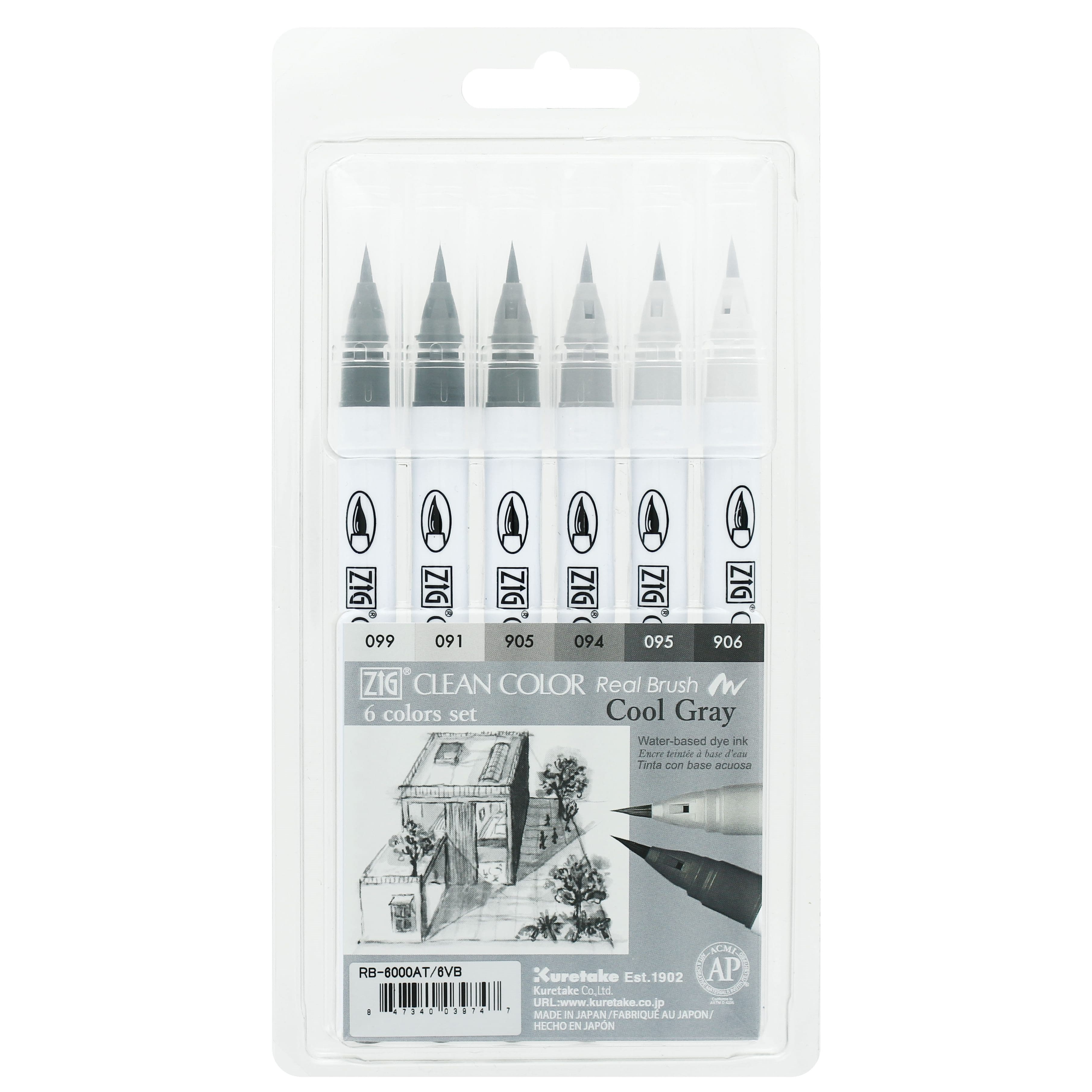 Zig&#xAE; Cool Gray Clean Color Real Brush Marker Set