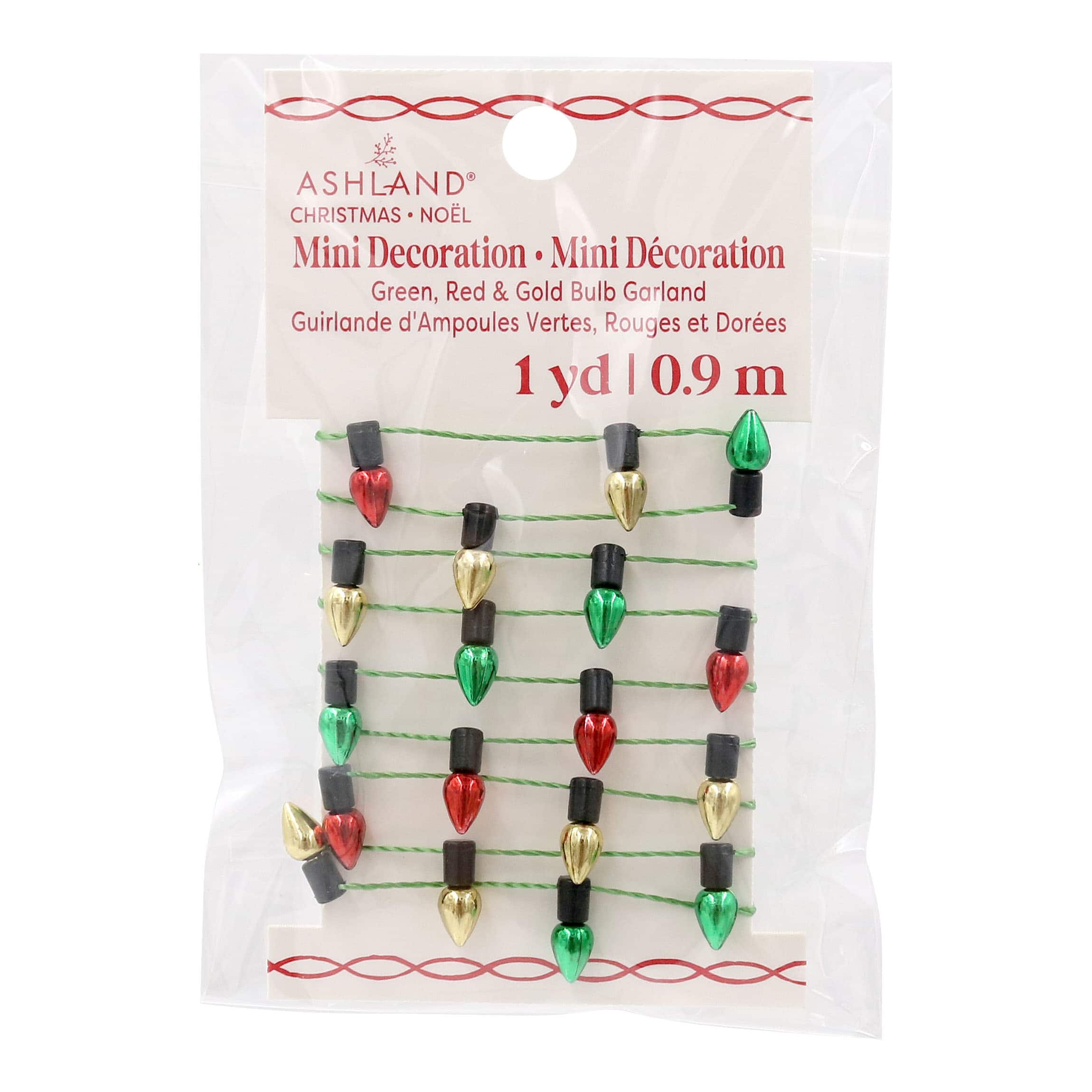 Mini Green, Red &#x26; Gold Bulb Garland Decoration by Ashland&#xAE;