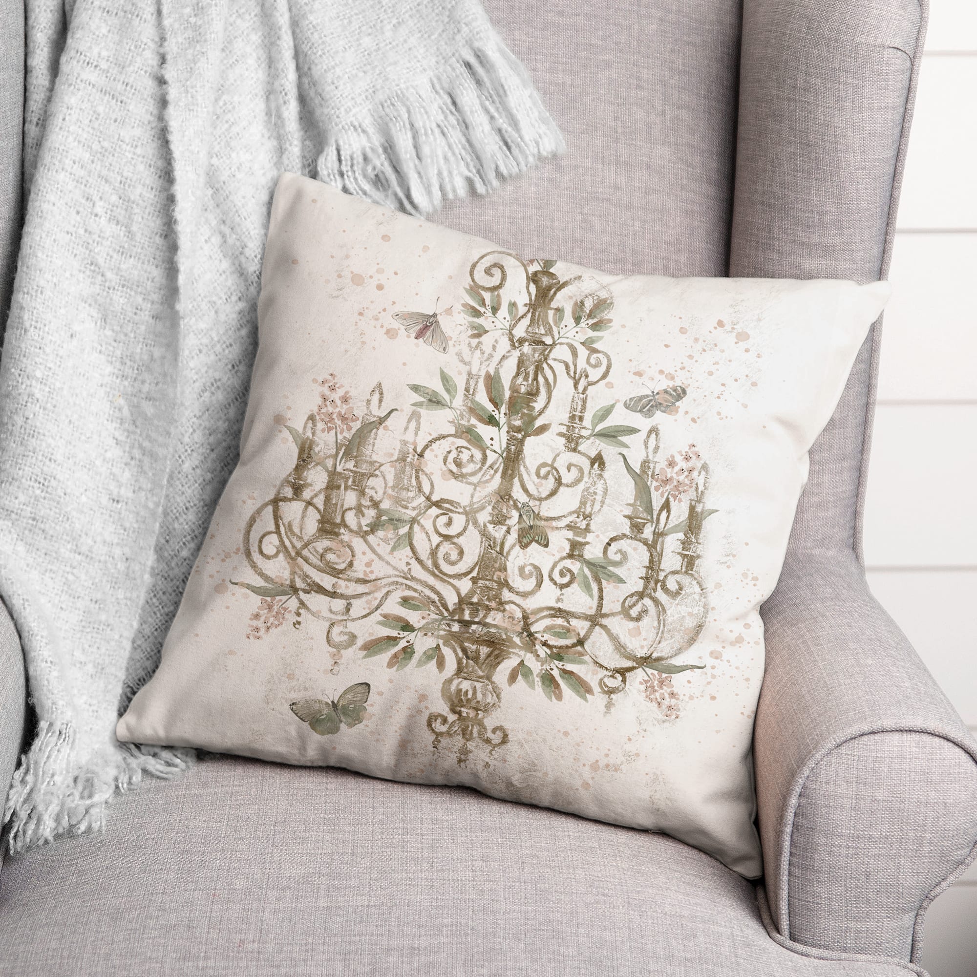 Blush Chandelier 18" x 18" Indoor/Outdoor Pillow