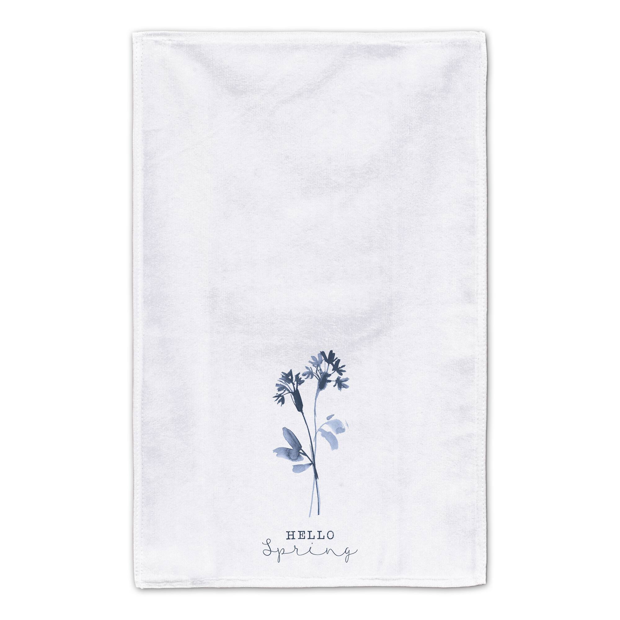 Hello Spring Blue Floral Tea Towel Set