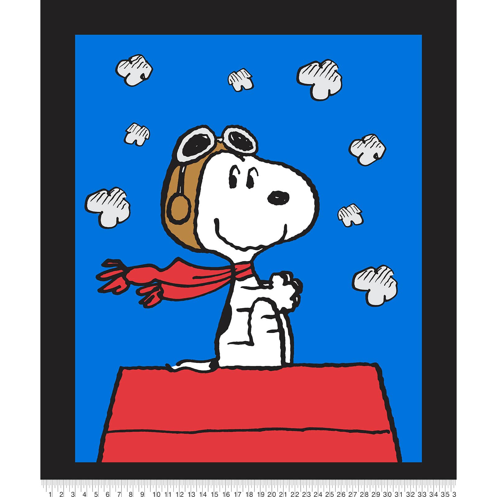 Peanuts Blue Snoopy Red Baron Panel Cotton Fabric