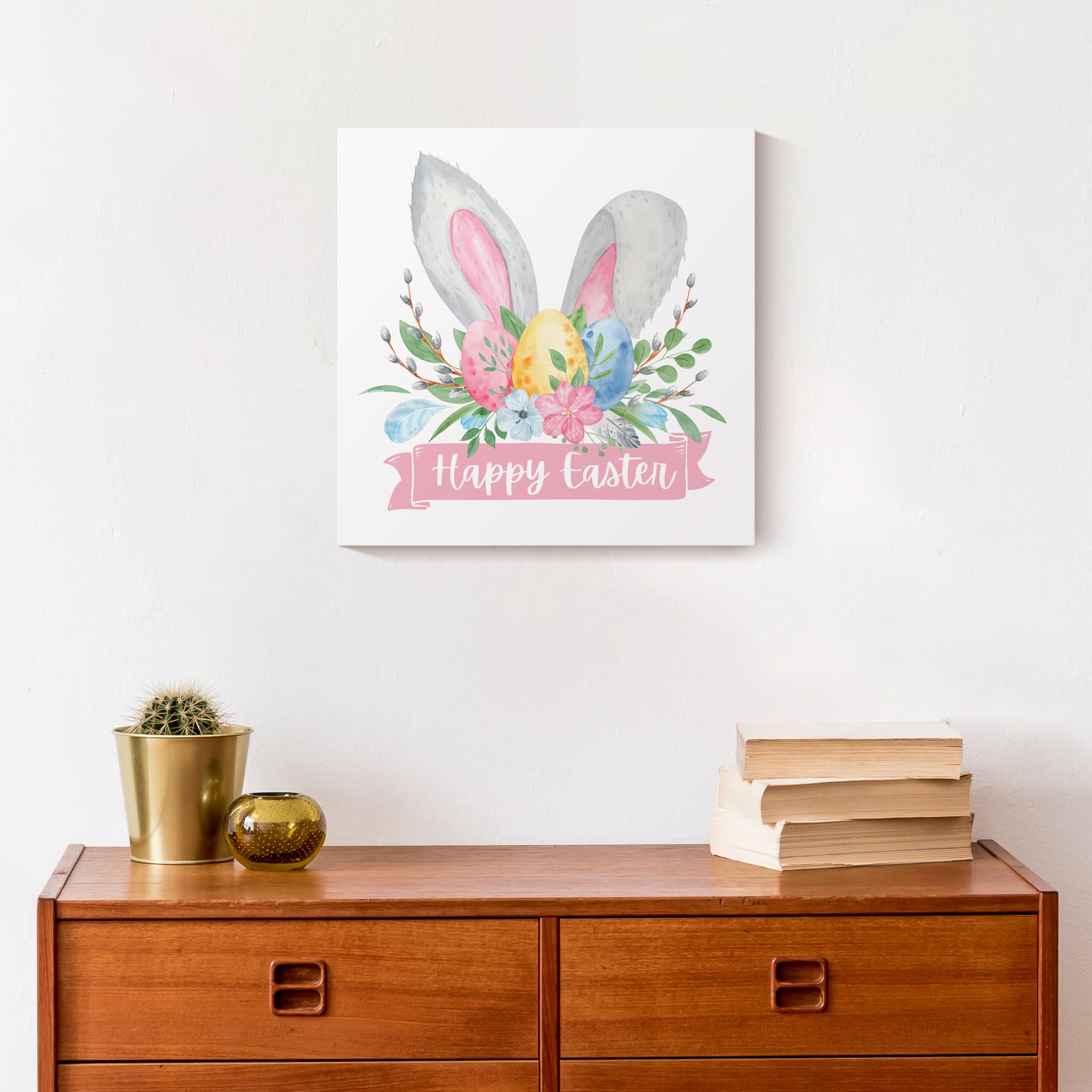 Happy Easter Banner 12&#x22; x 12&#x22; Canvas Wall Art