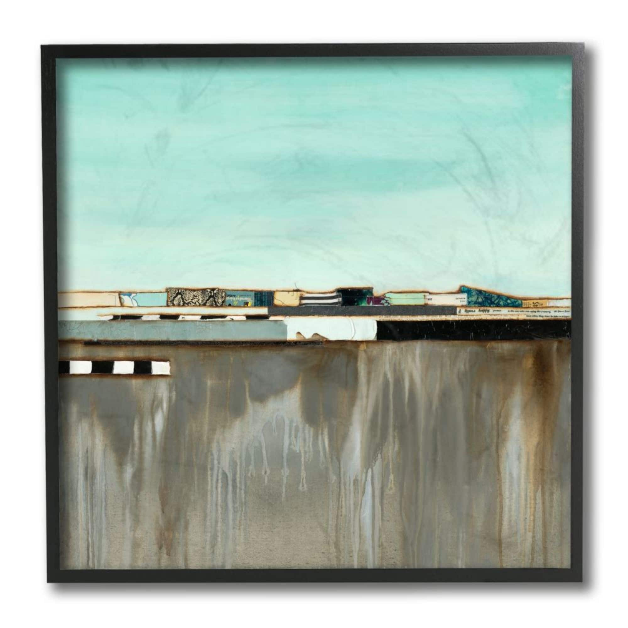 Stupell Industries Urban Landscape Collage Unique Patterned Shapes Black Framed Wall Art