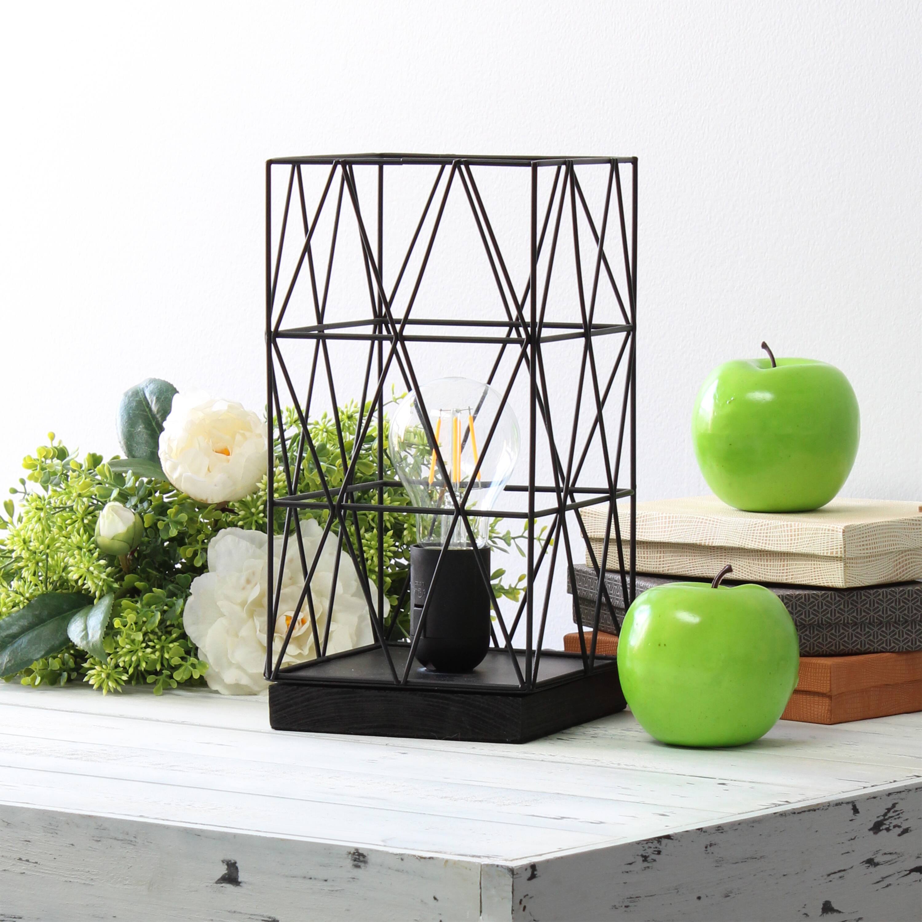 Simple Designs 10" Geometric Square Metal Table Lamp