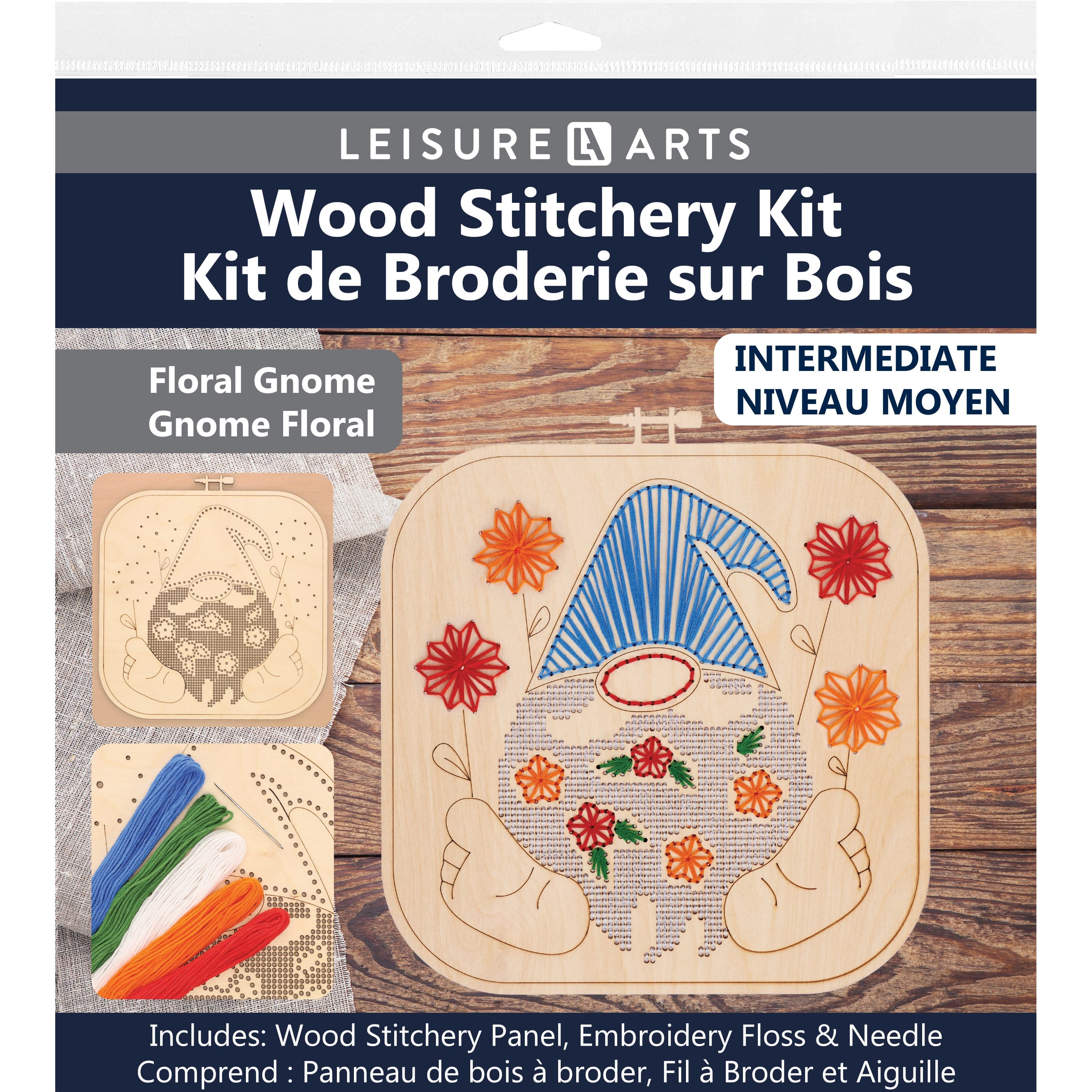 Leisure Arts&#xAE; Intermediate Floral Gnome Wood Stitchery Kit