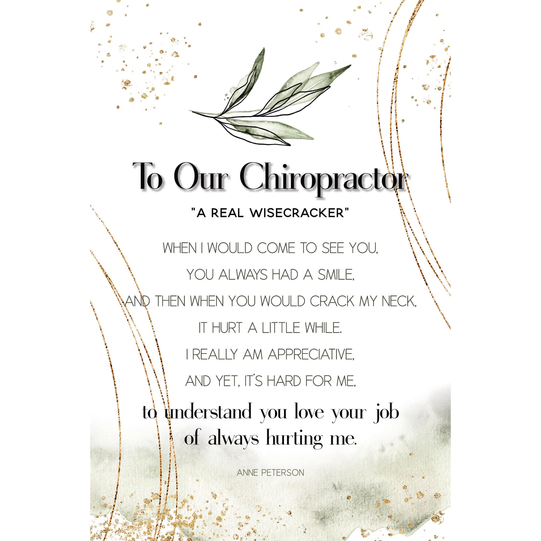 To Our Chiropractor Inspirational Wood Plaque