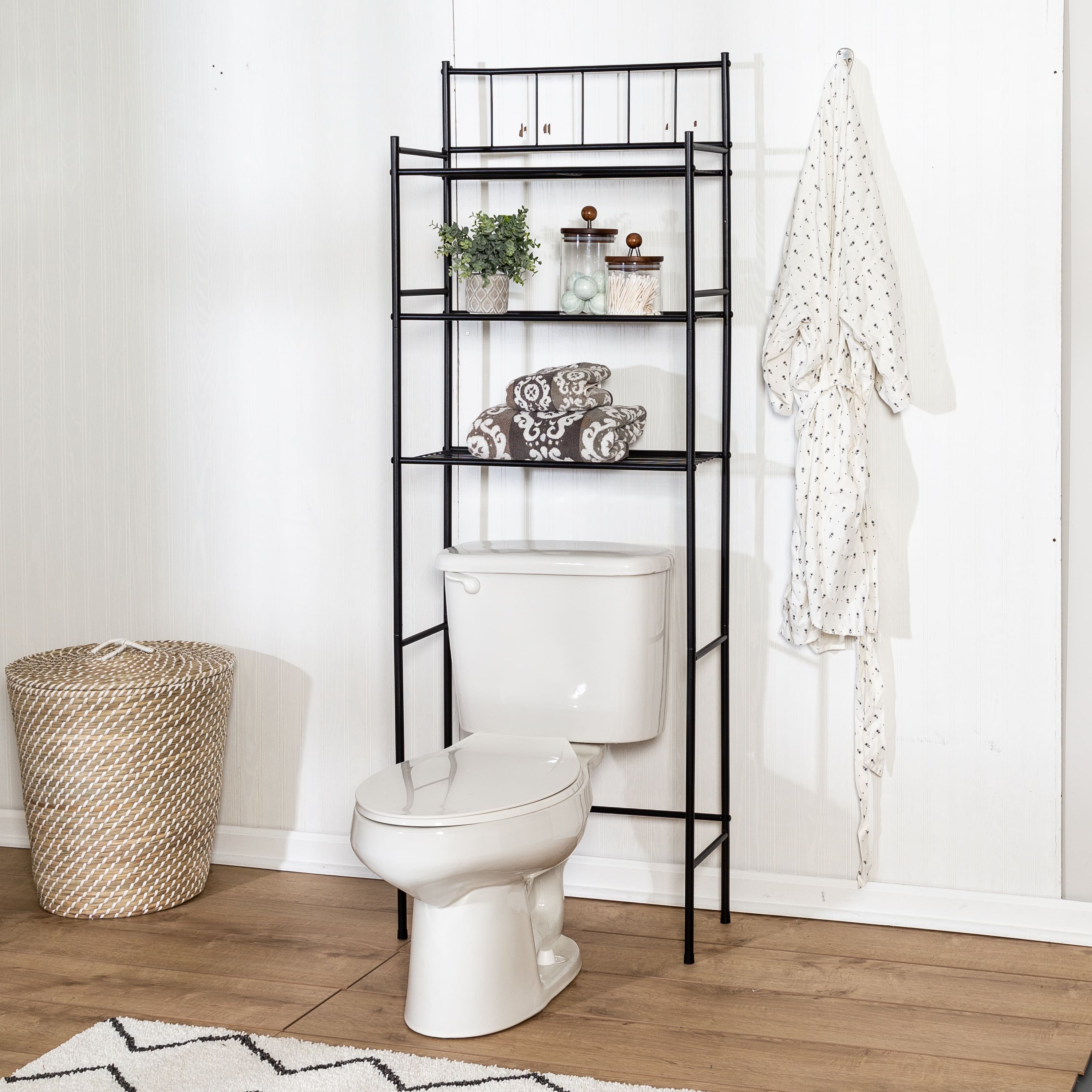 Honey Can Do Black Over-The-Toilet Space Saver Shelving Unit