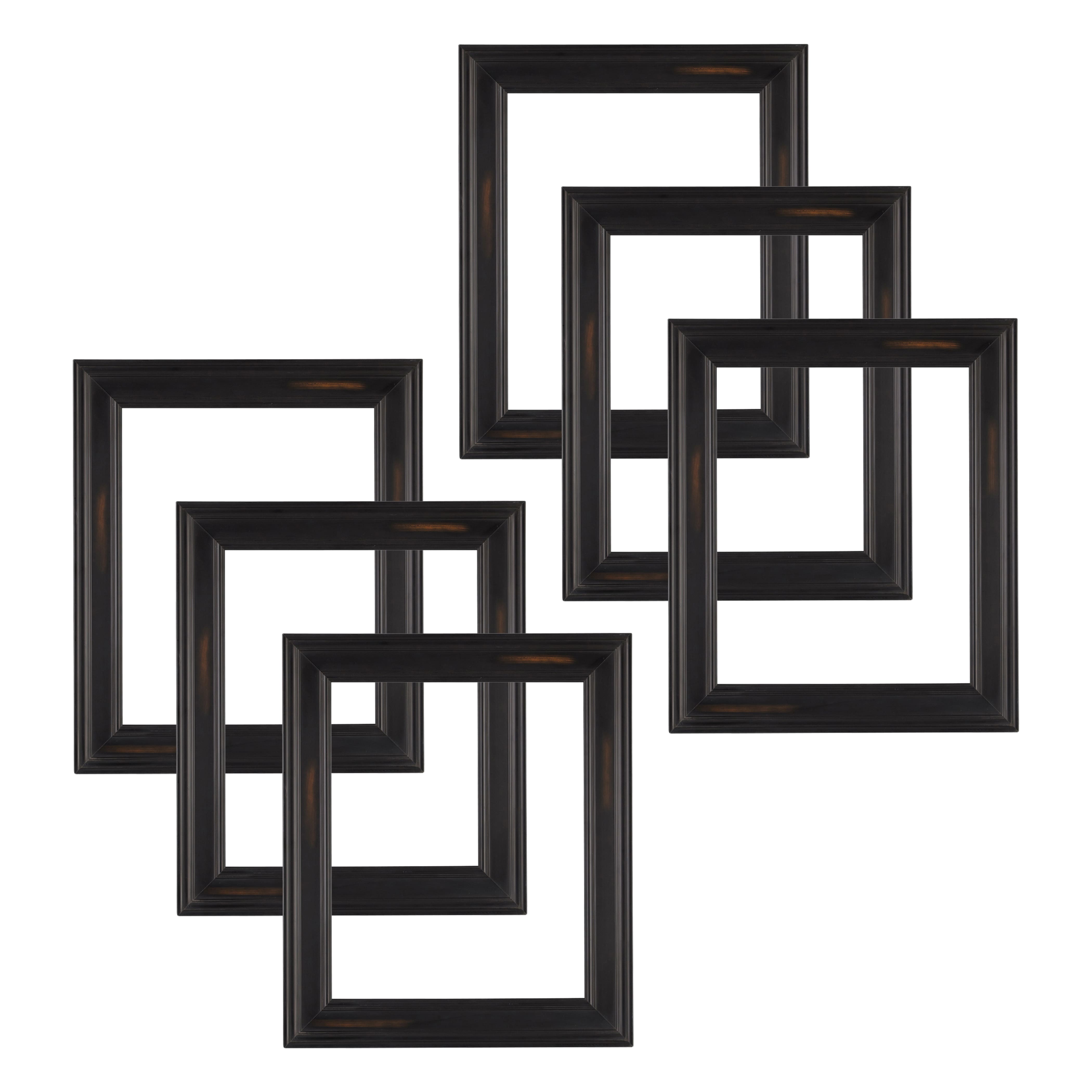 6 Pack: 16" x 20" Black with Brown Wash Open Back Frame by Studio Décor®
