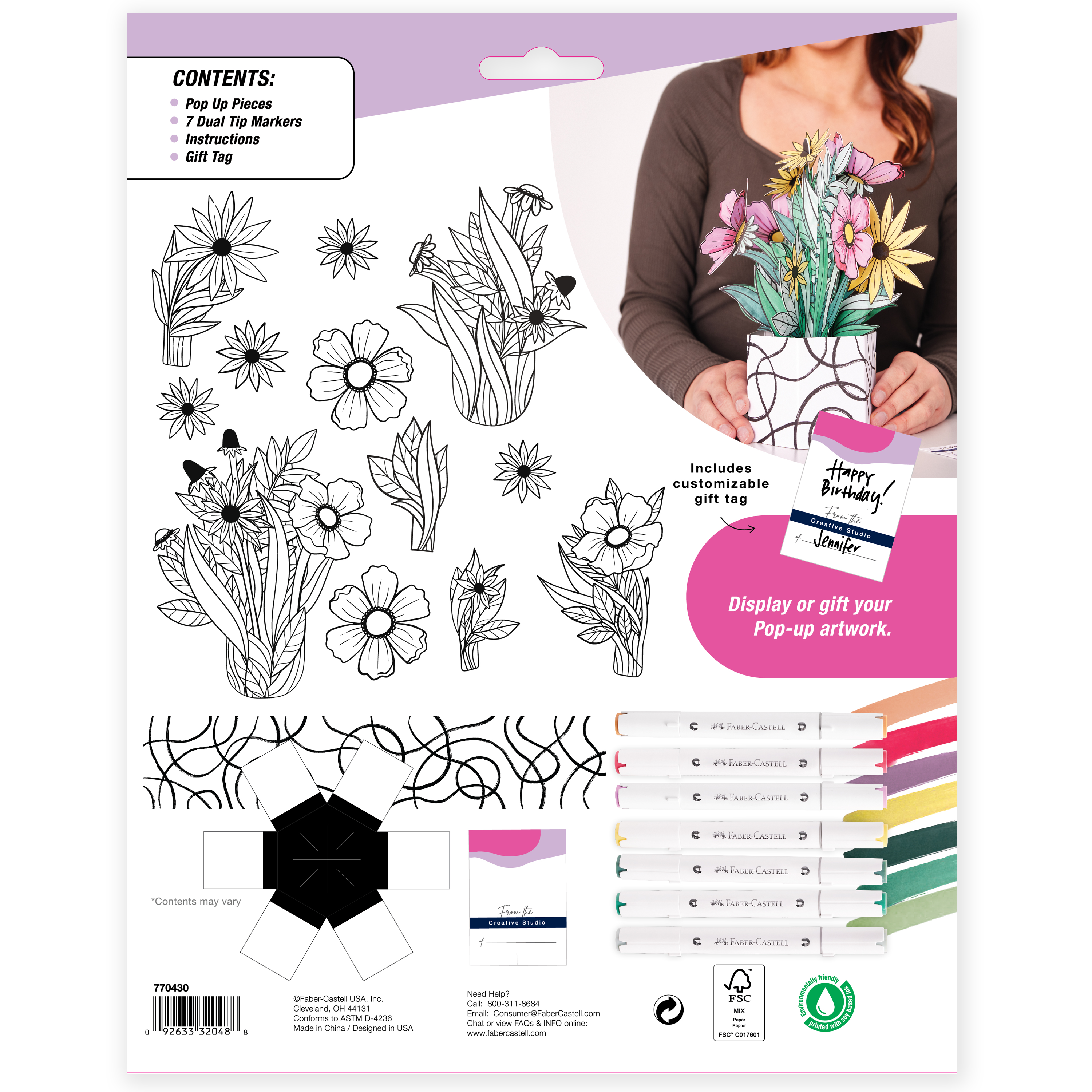 Faber-Castell&#xAE; Pop Up Coloring Wildflower Bunch Bouquet Kit