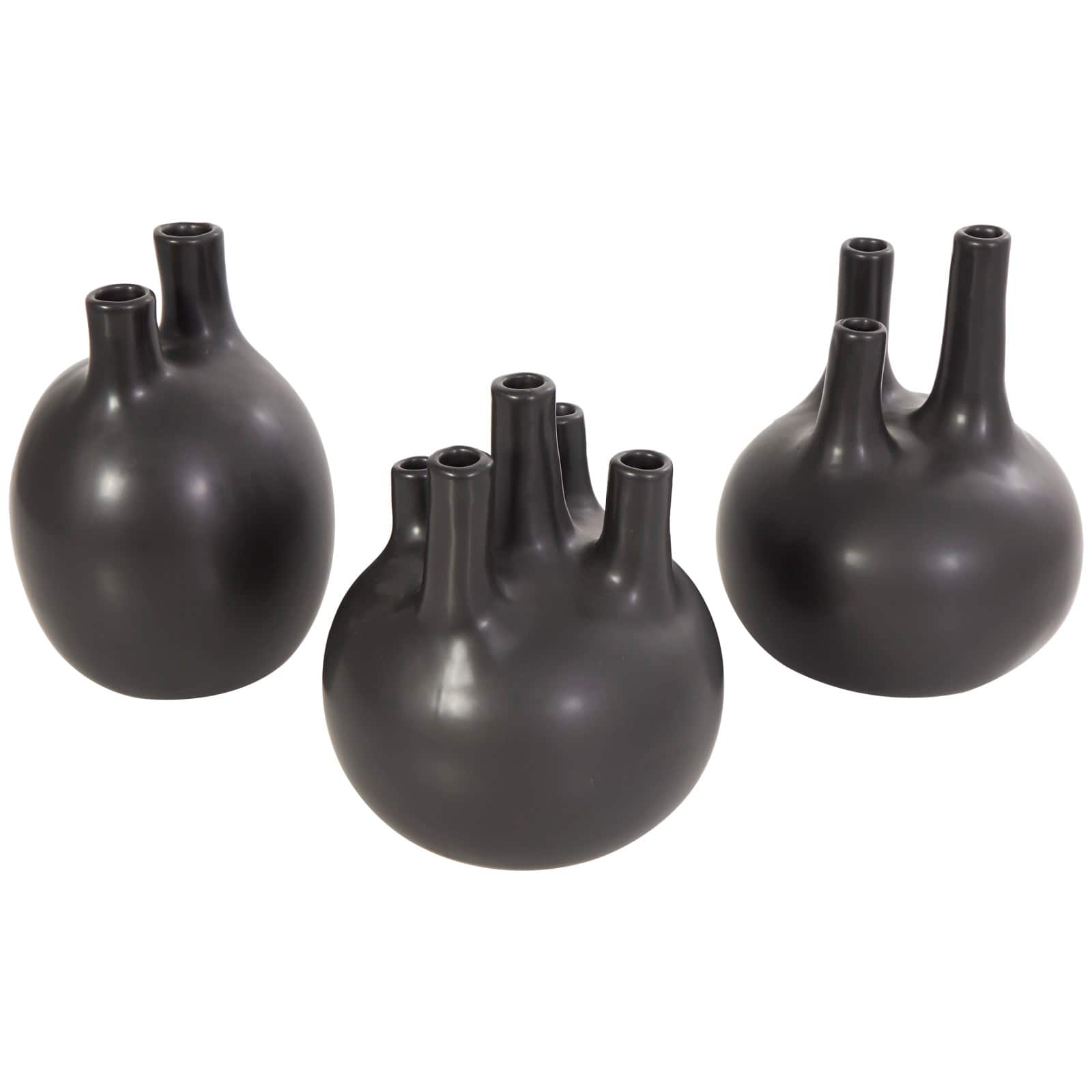 CosmoLiving by Cosmopolitan Black Round Ceramic Bud Vase Set