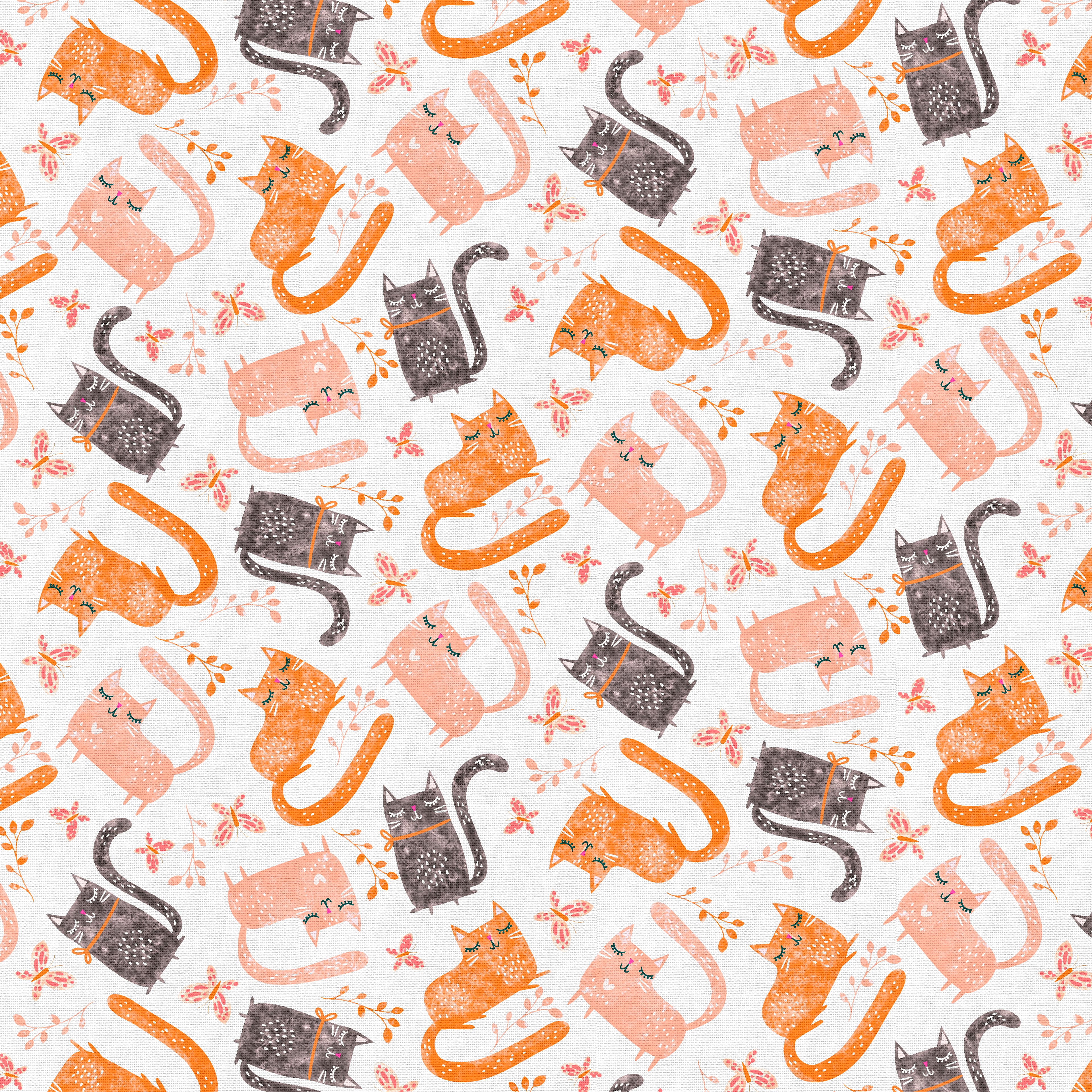 Coral Cats Cotton Fabric Bundle by Loops &#x26; Threads&#x2122;