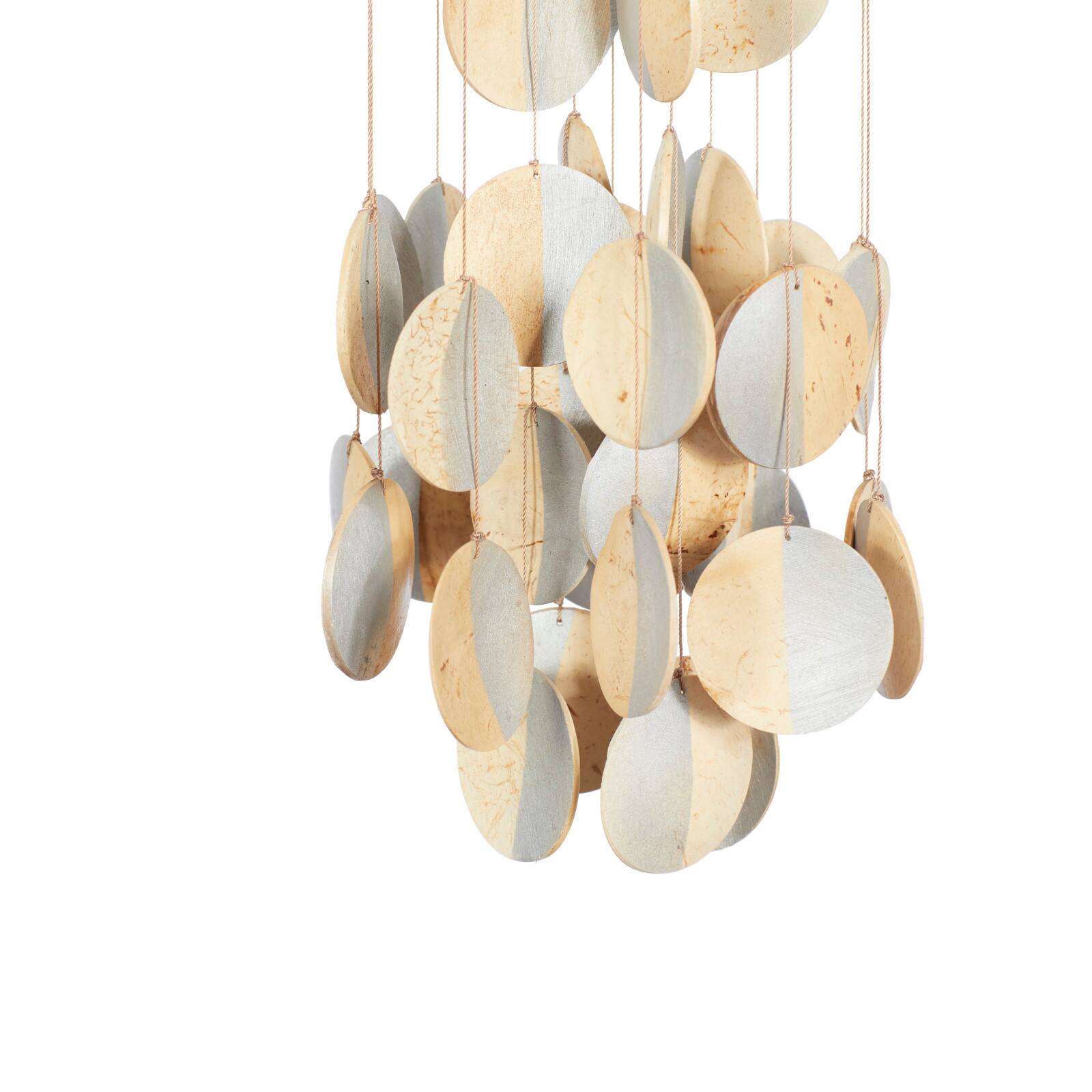 Silver Coconut shells Coastal Windchime, 5&#x22; x 17&#x22;