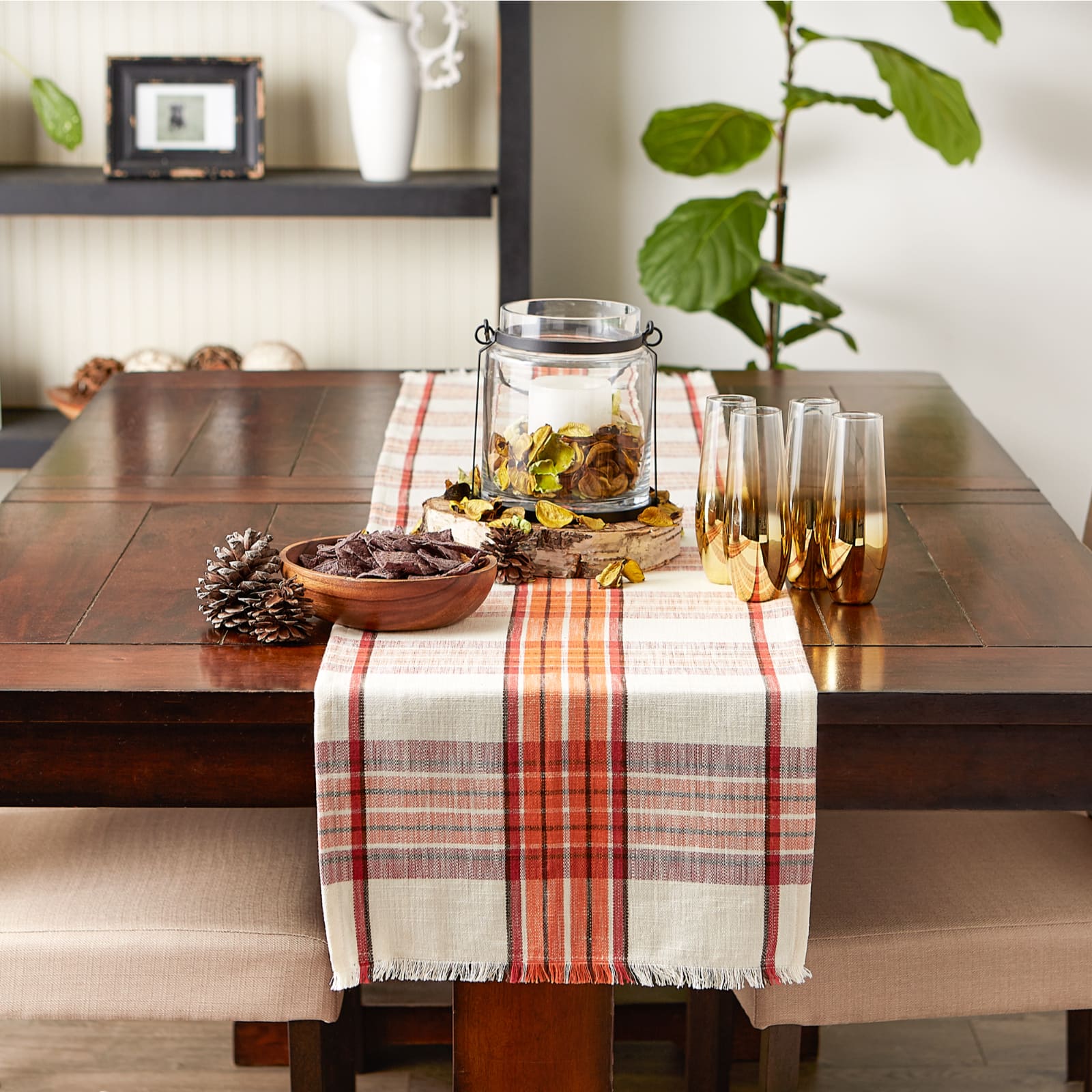 DII® 108" Pumpkin Spice Plaid Table Runner