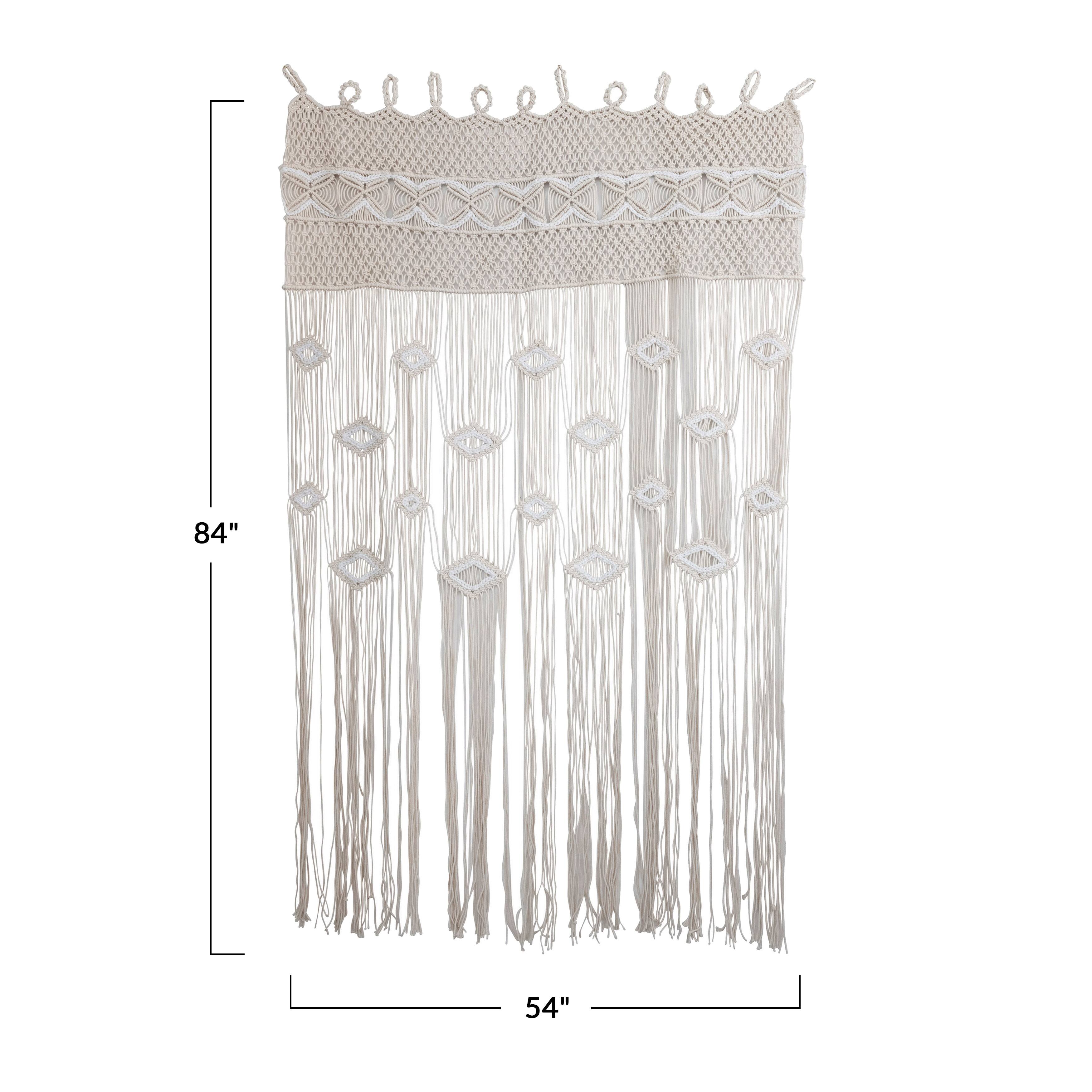 84&#x22; Hand-Woven Cotton Blend Macram&#xE9; Curtain