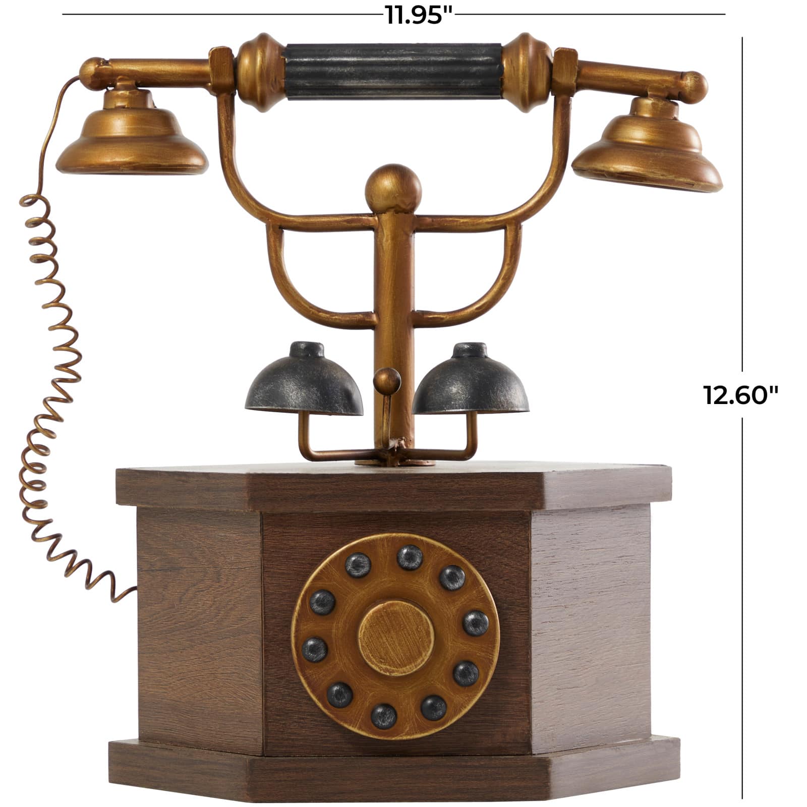 12.5" Antique Rotary Style Telephone Tabletop Décor