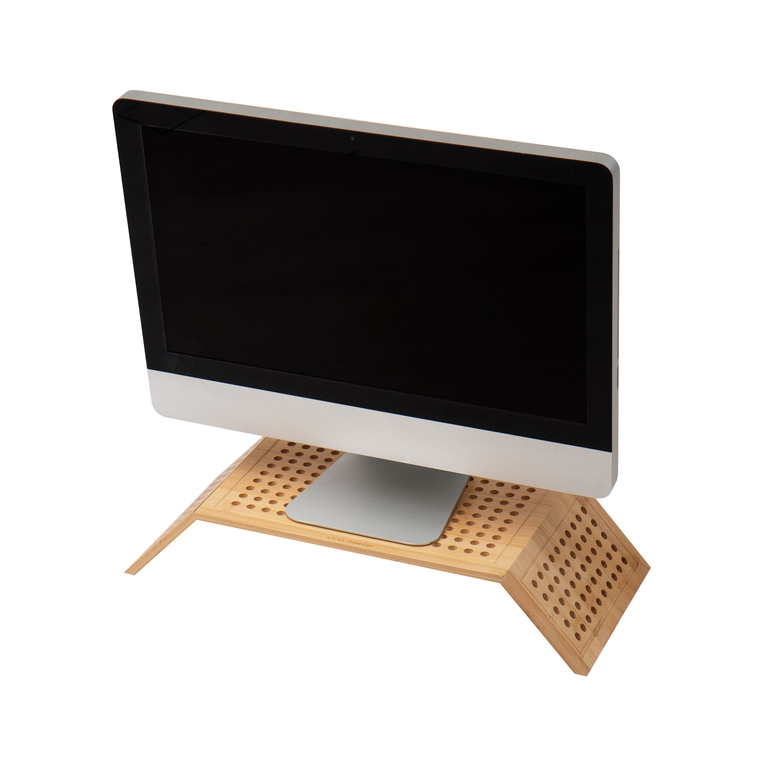 Mind Reader Lattice Collection Brown Rayon from Bamboo Foldable Monitor Stand