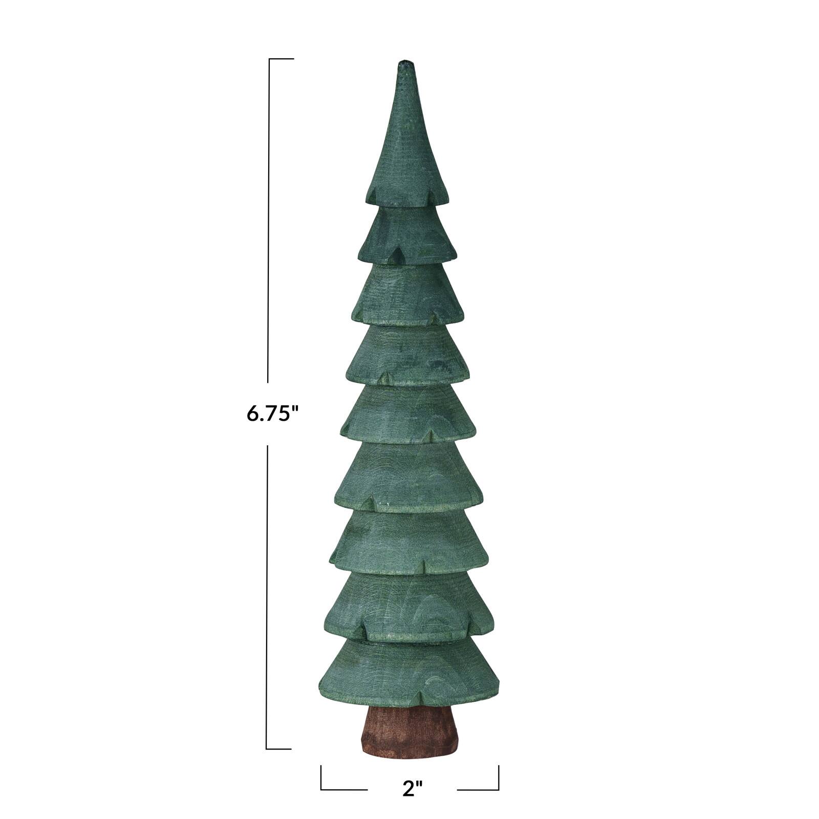 Hello Honey&#xAE; 6.75&#x22; Green &#x26; Brown Carved Wood Tree D&#xE9;cor