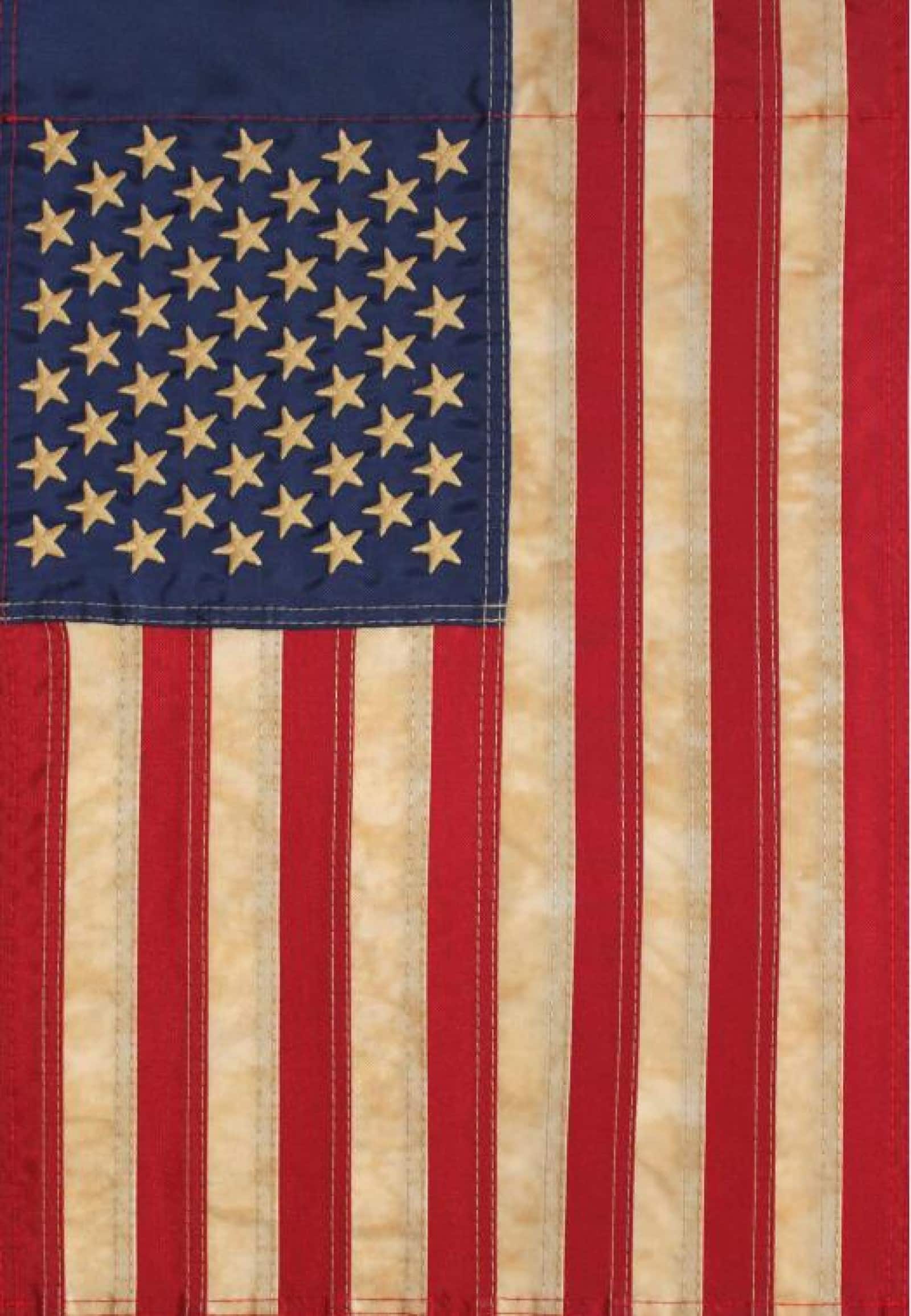 18" Embroidered Tea-Stained American Garden Flag