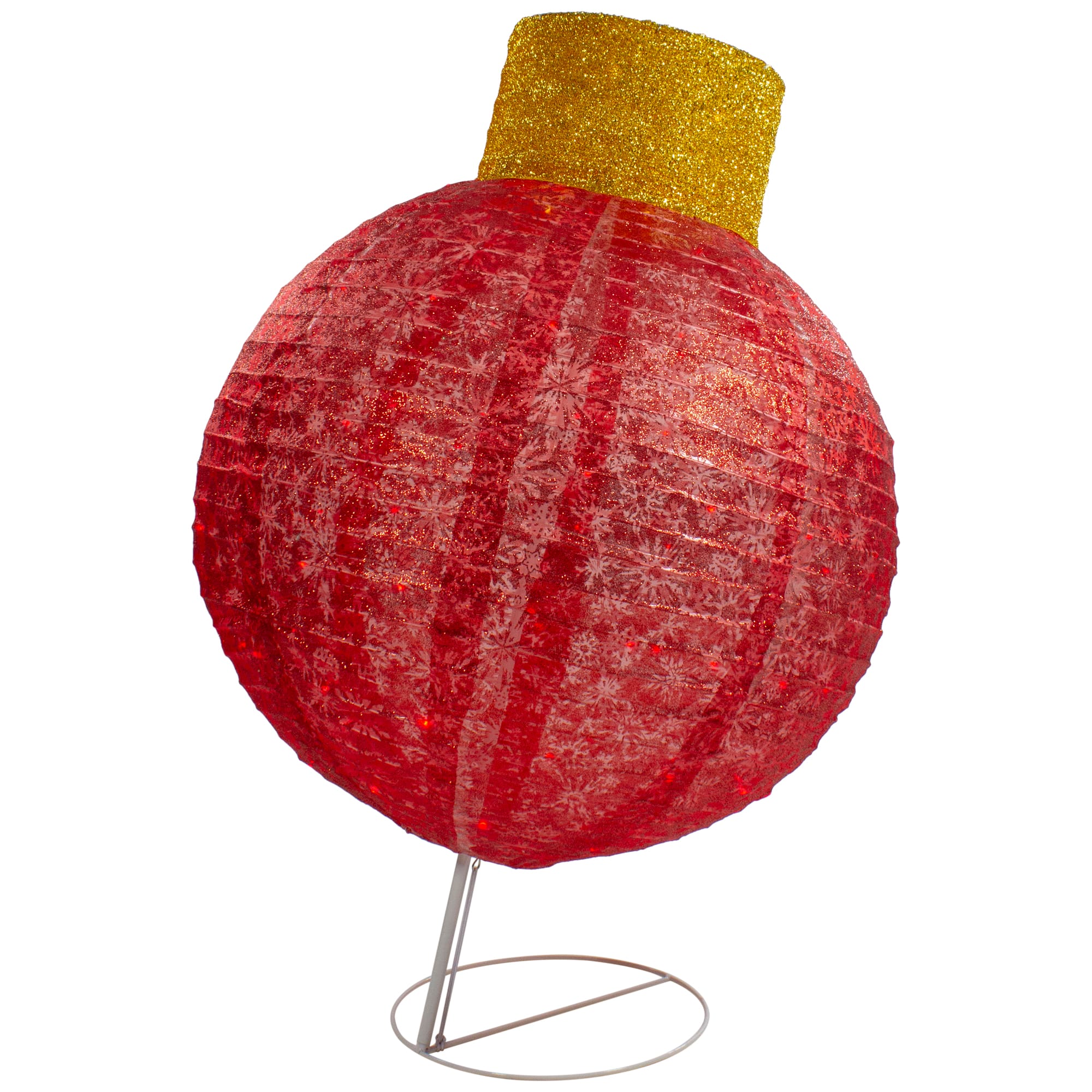 38" LED Lighted Twinkling Red Tinsel Ornament Outdoor Christmas Decoration Collectible