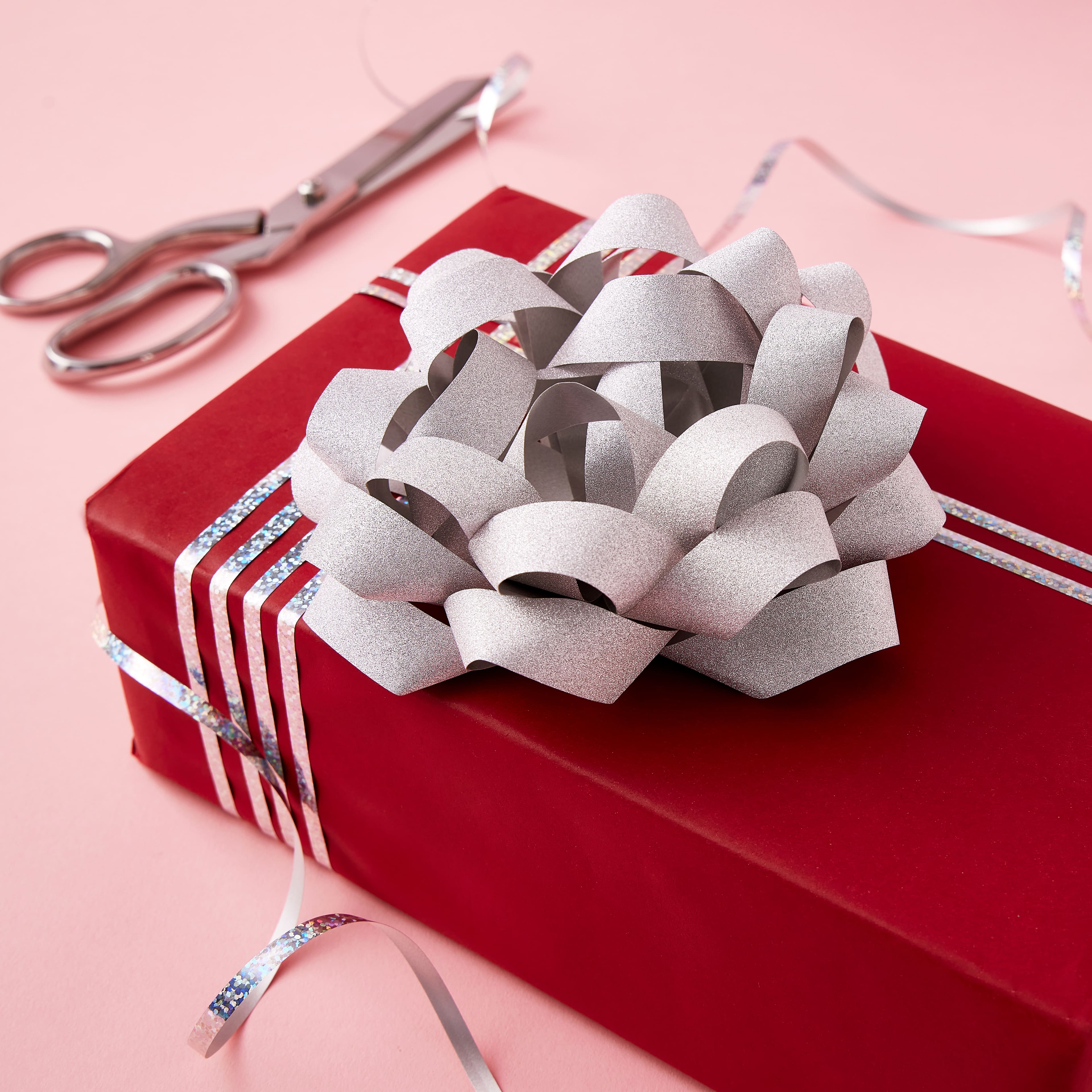 5.75" Silver Glitter Gift Bow By Celebrate It™