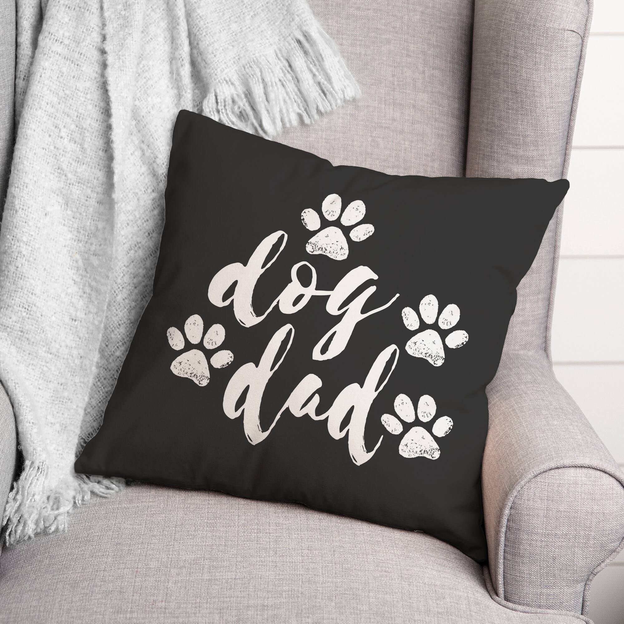 Dog Dad Paws Throw Pillow