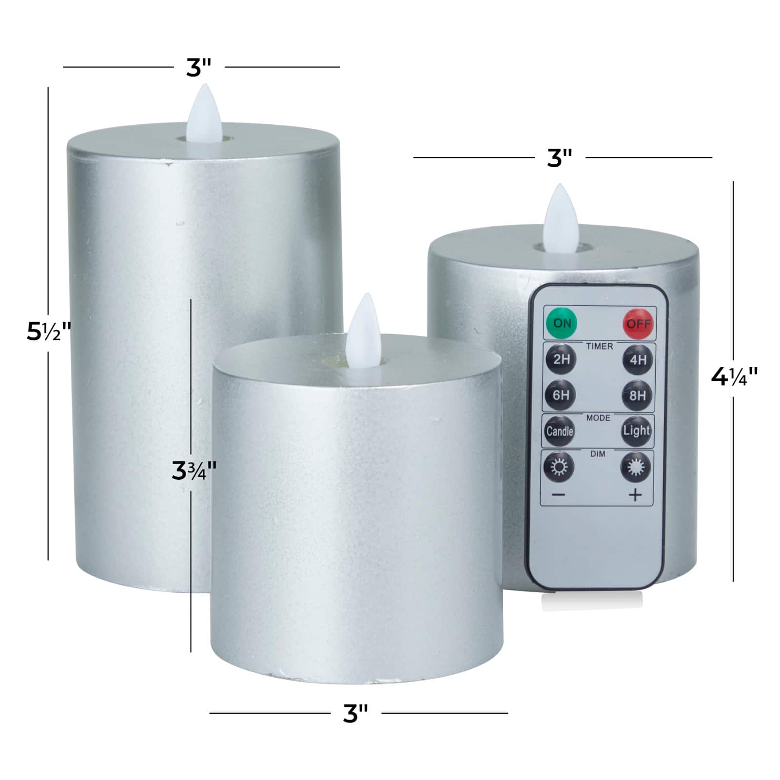 Silver Traditional Flameless Candle Set