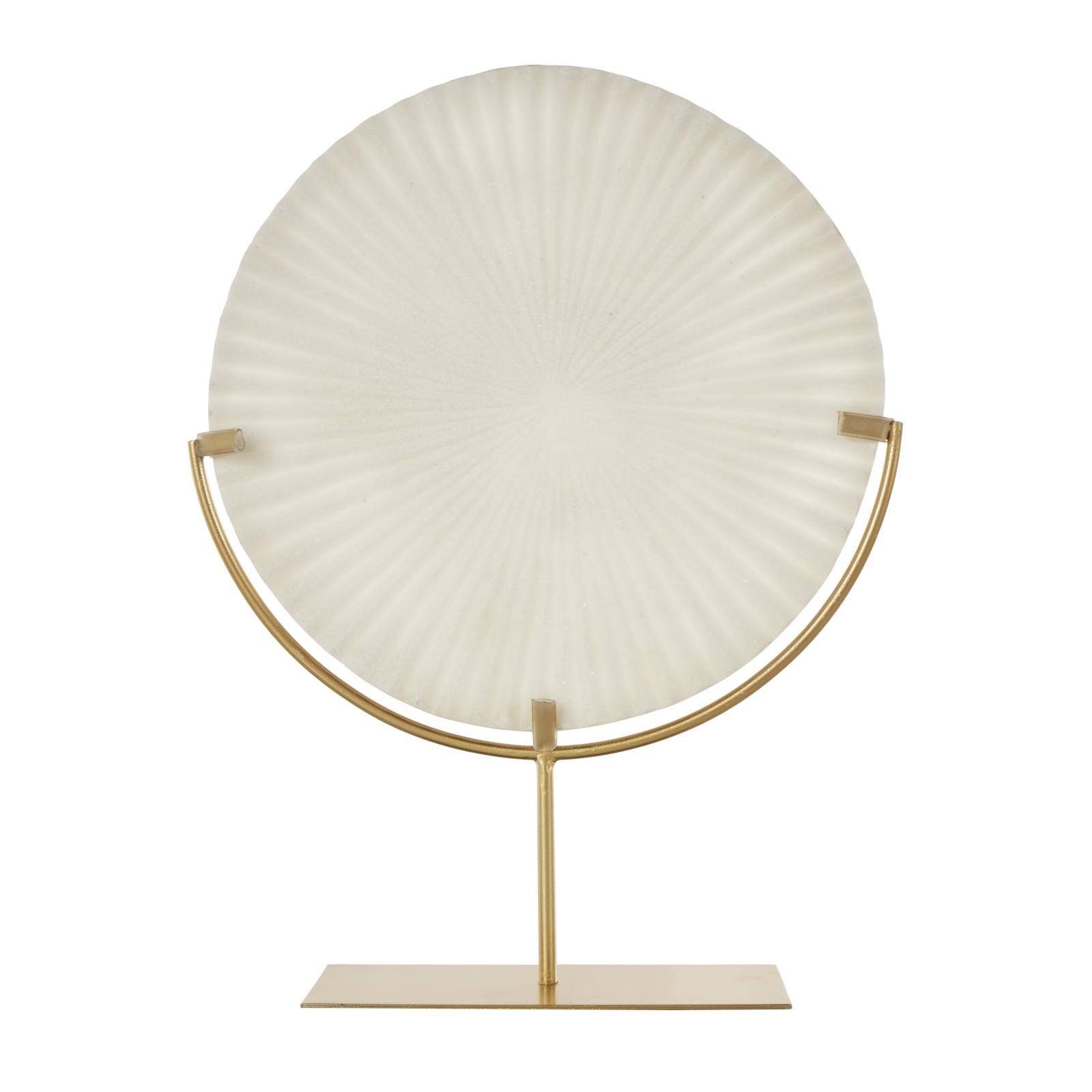 19" Cream & Gold Circle Disk Decorative Sculpture