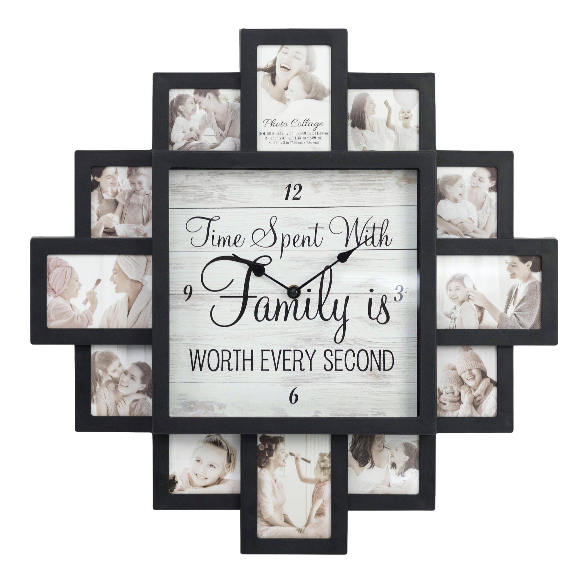 Black &#x22;Worth Every Second&#x22; Picture Frame Wall Collage Clock