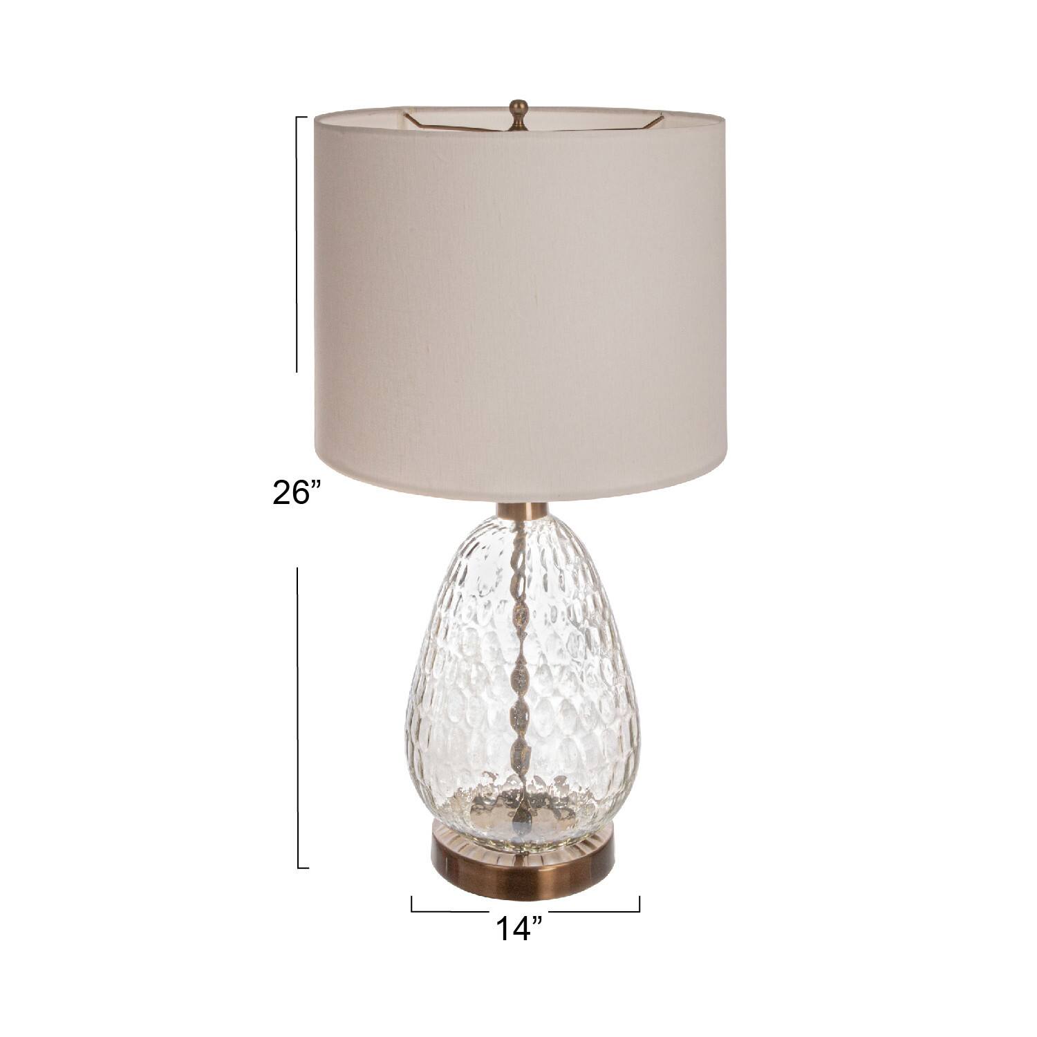 2ft. Textured Glass Base Table Lamp with White Cotton Drum Shade