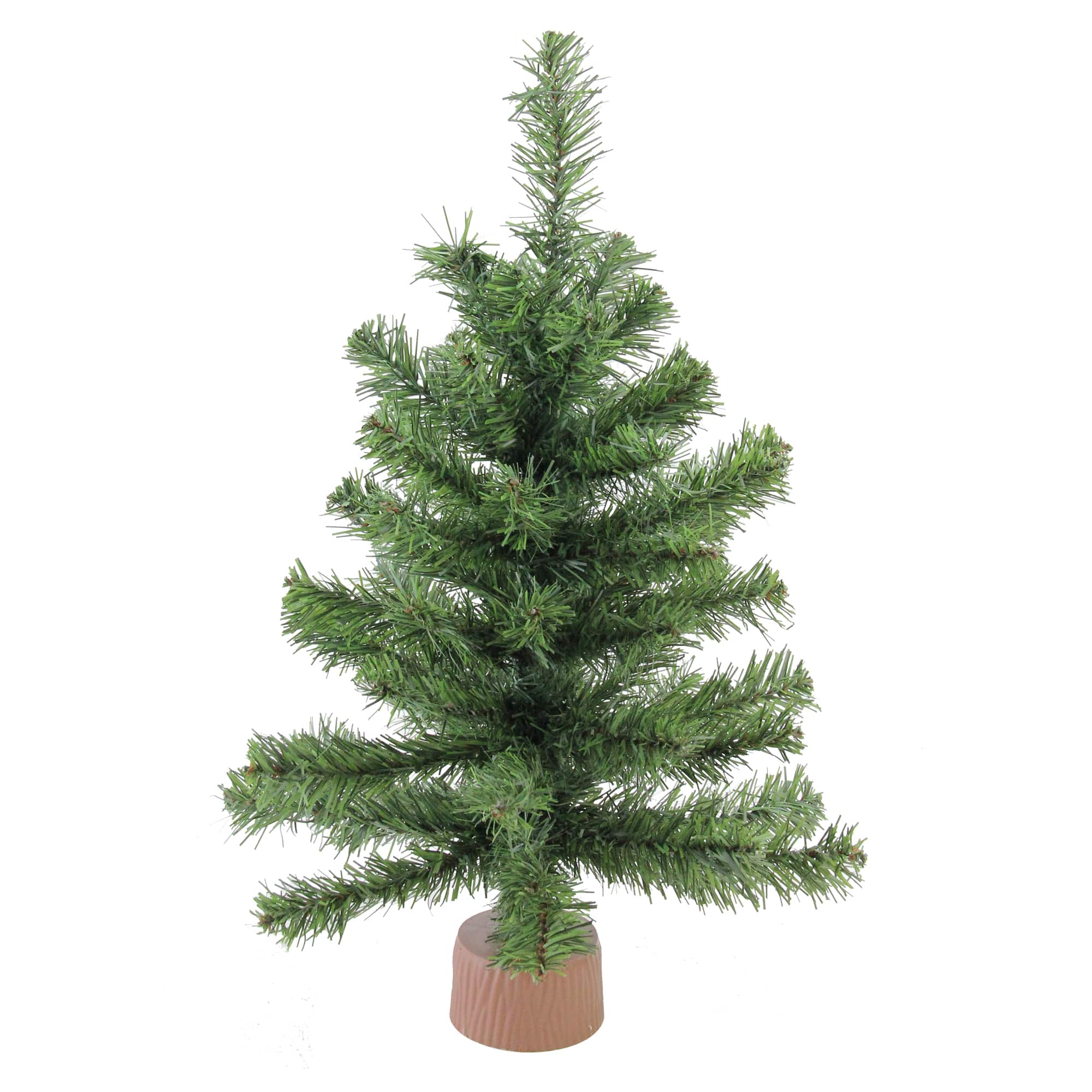 18&#x22; Unlit Mini Canadian Pine Medium Artificial Christmas Tree with Faux Wood Base