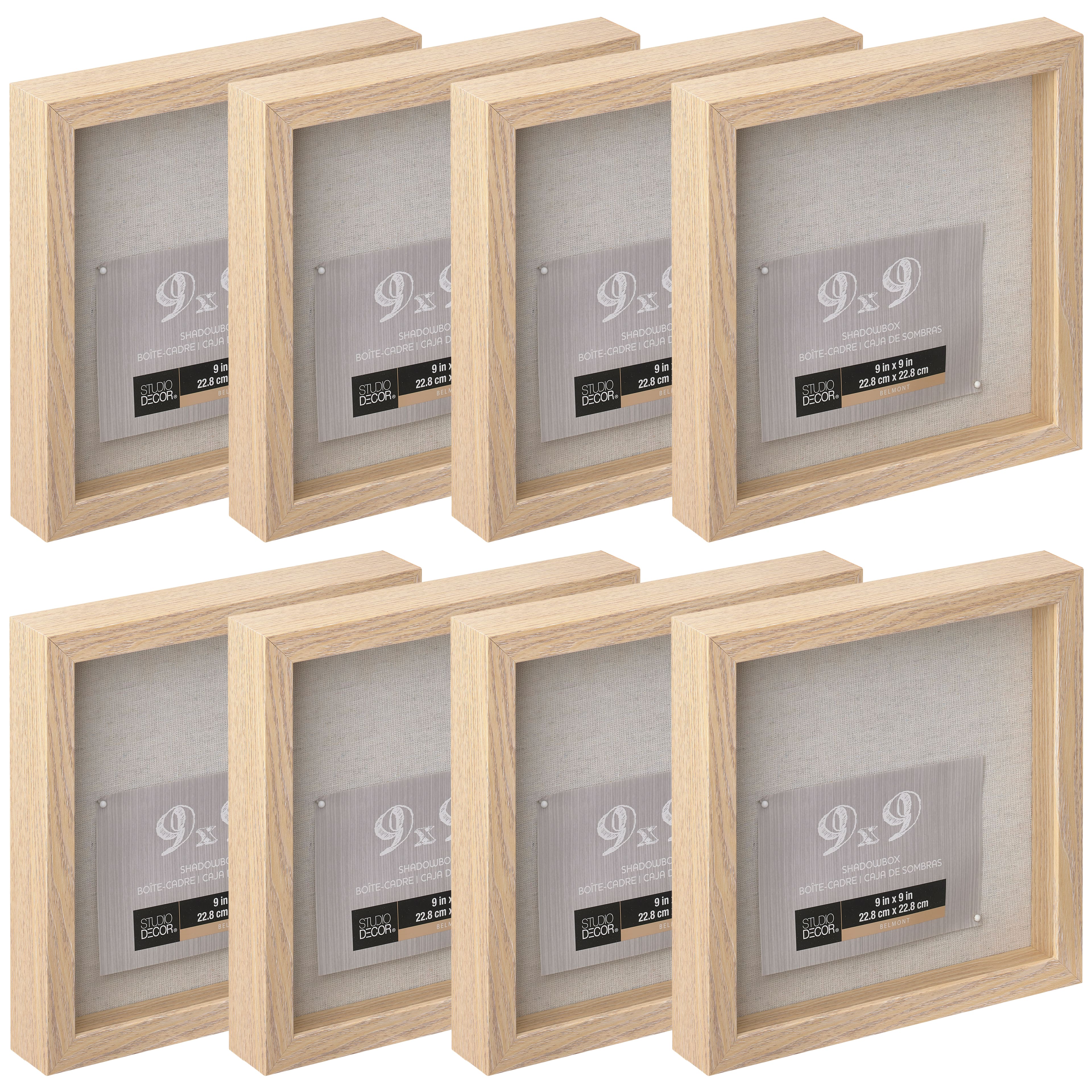 8 Pack: Blonde 9" x 9" Belmont Shadow Box by Studio Décor®