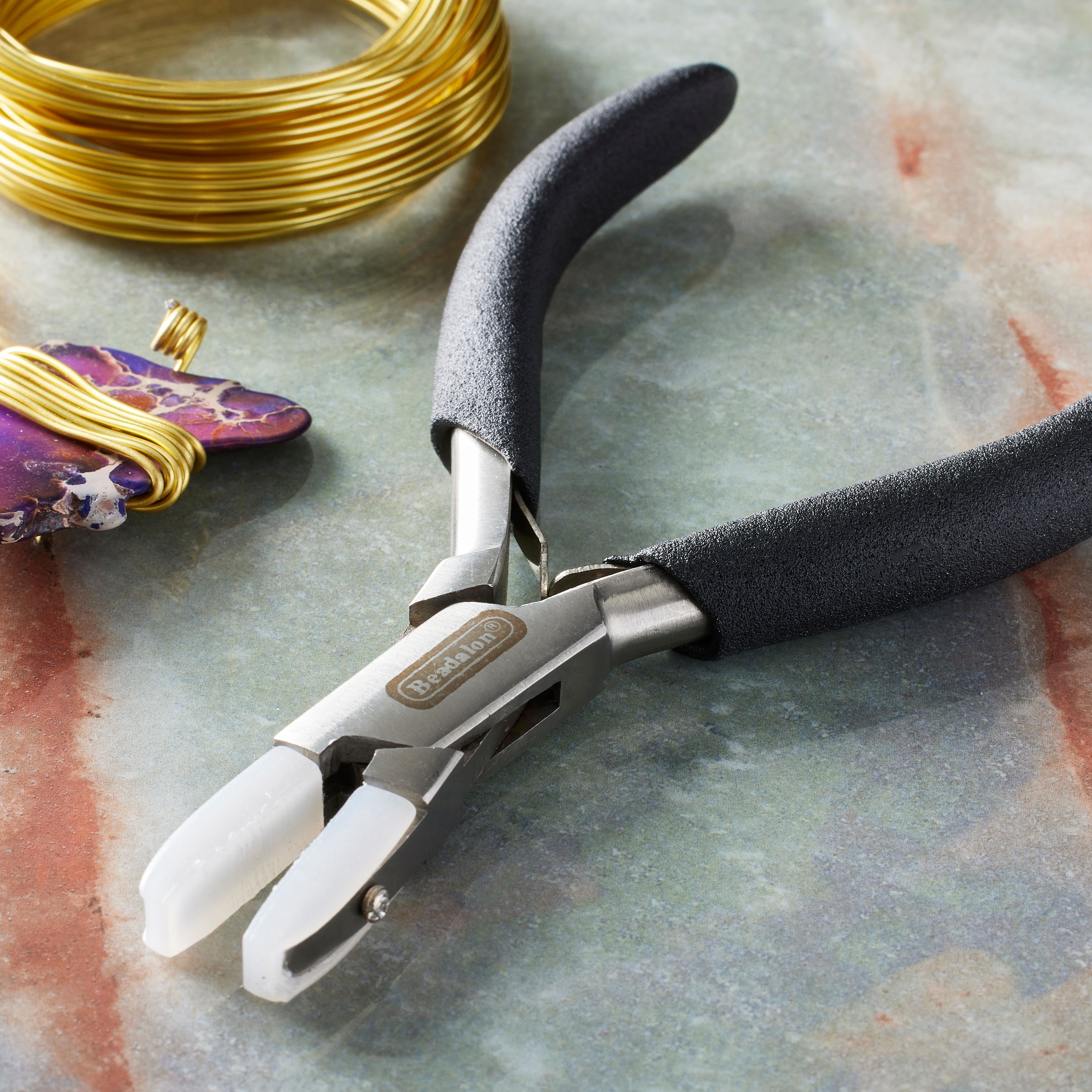 Nylon Jaw Flat Nose Pliers Jewelry Making Tools Bead Wire Work Tool PL-051