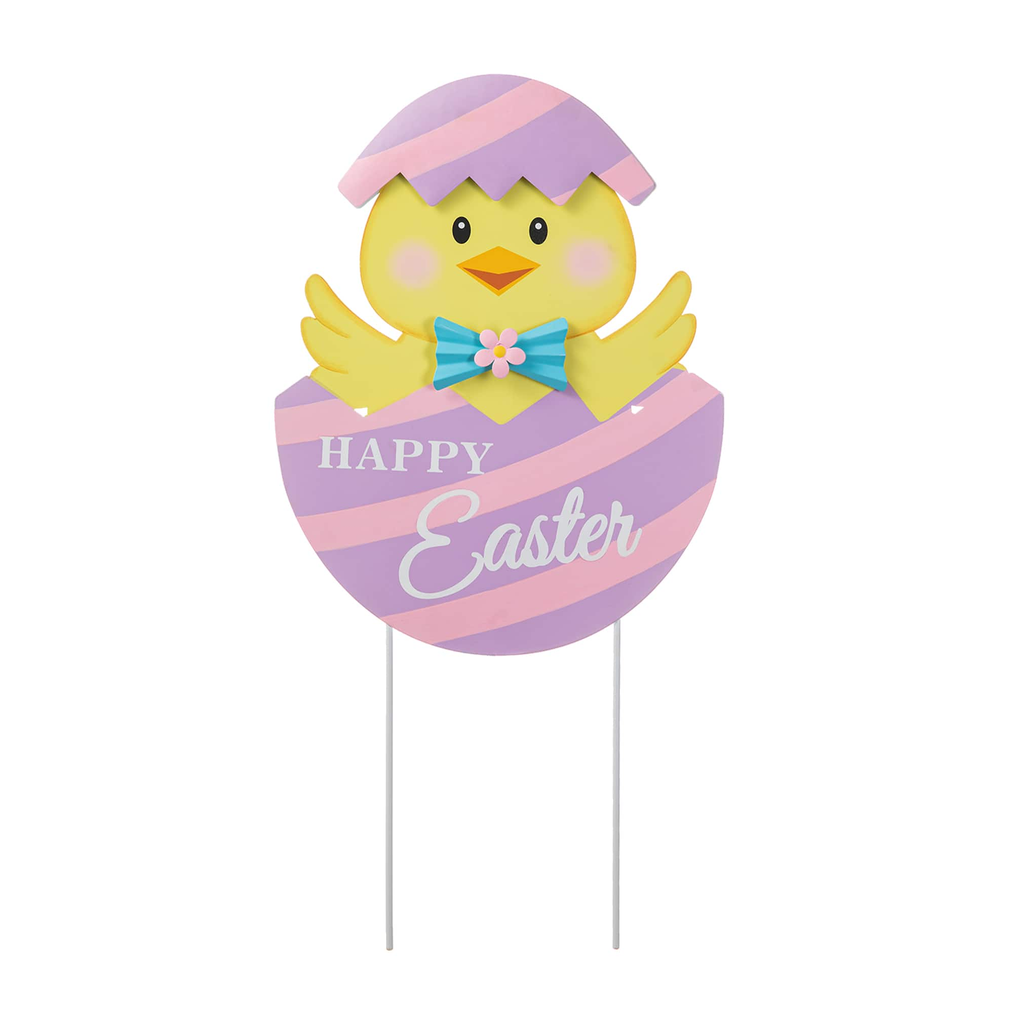 Glitzhome&#xAE; 24&#x22; Easter Metal Chick Egg Yard Stake