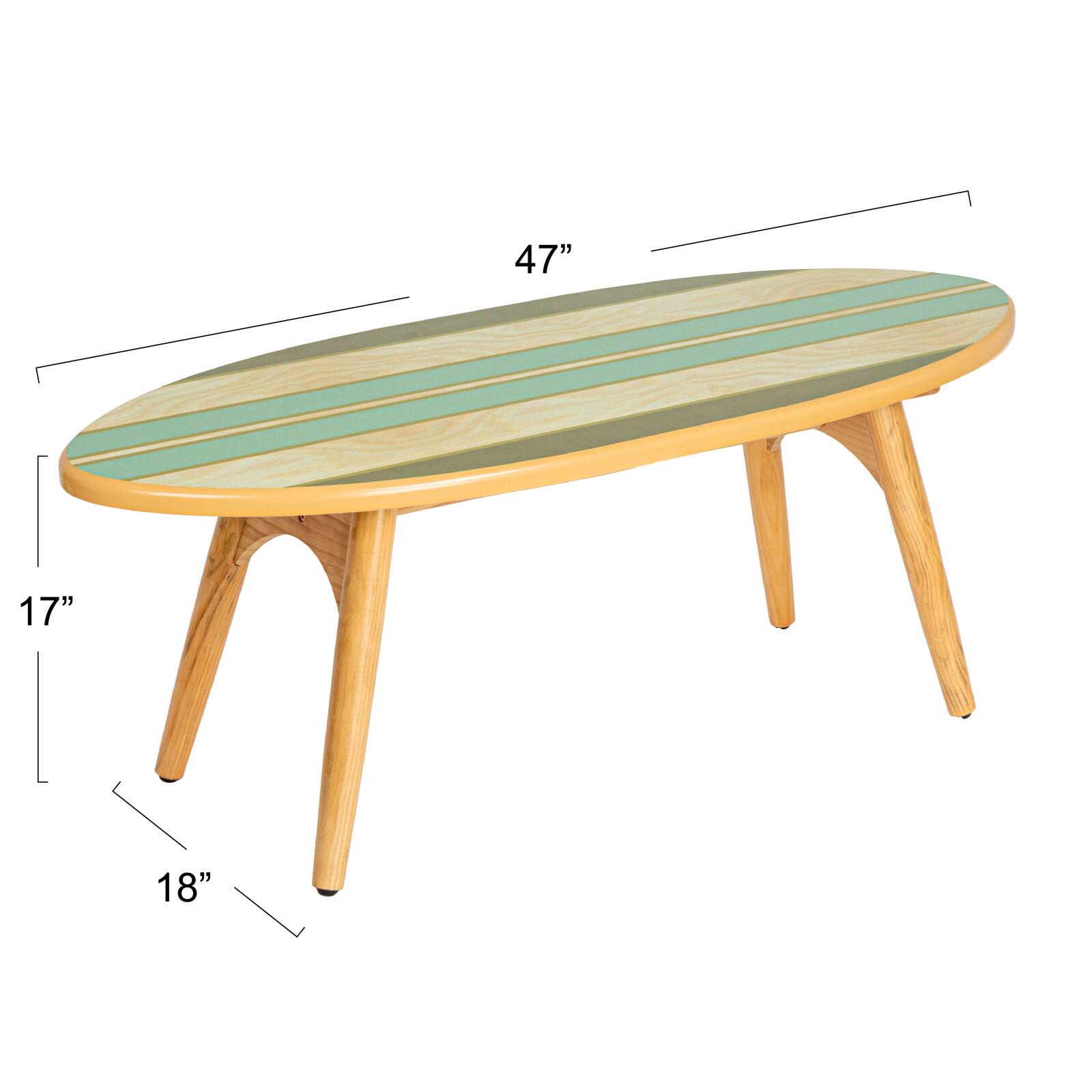 Hello Honey&#xAE; Multicolor Striped Surfboard Oval Coffee Table