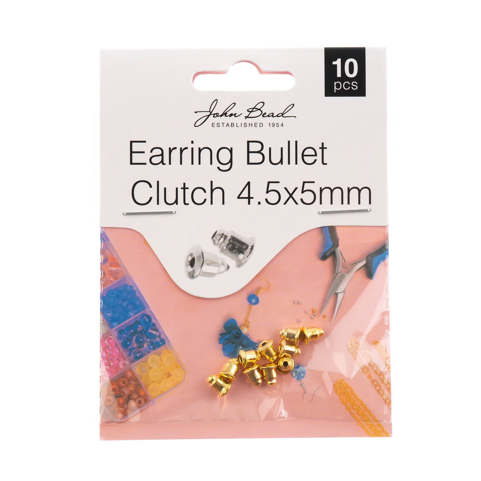 John Bead Must Have Findings 4.5mm x 5mm Earring Bullet Clutches, 10ct.