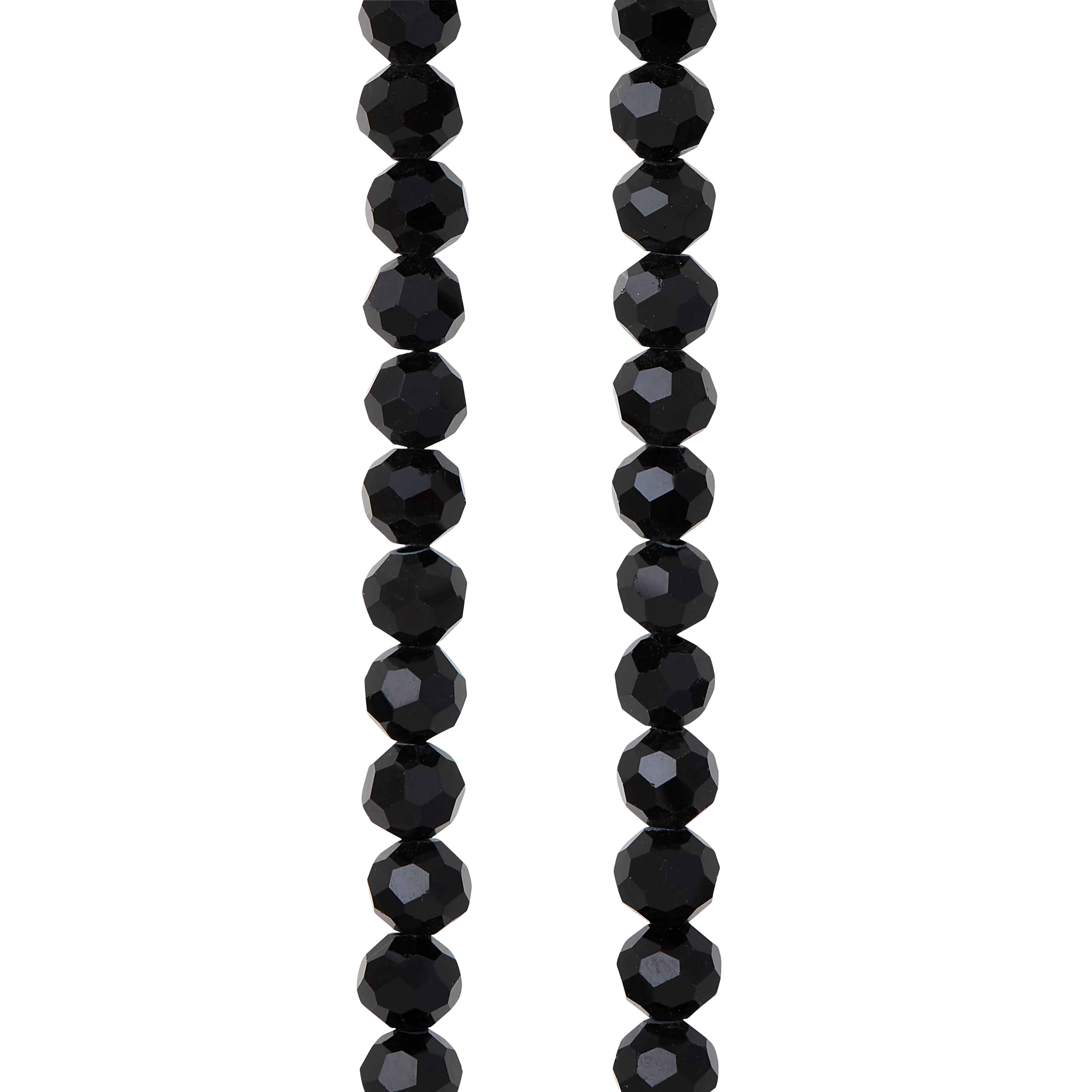 Jet Black Faceted Glass Round Beads, 6mm by Bead Landing&#x2122;